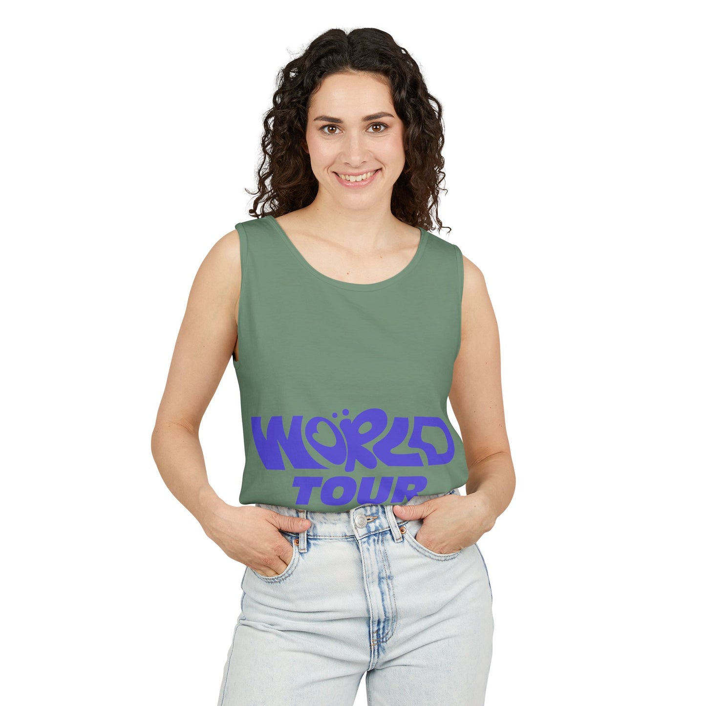 World Tour Bubble Letter-Dyed Tank Top