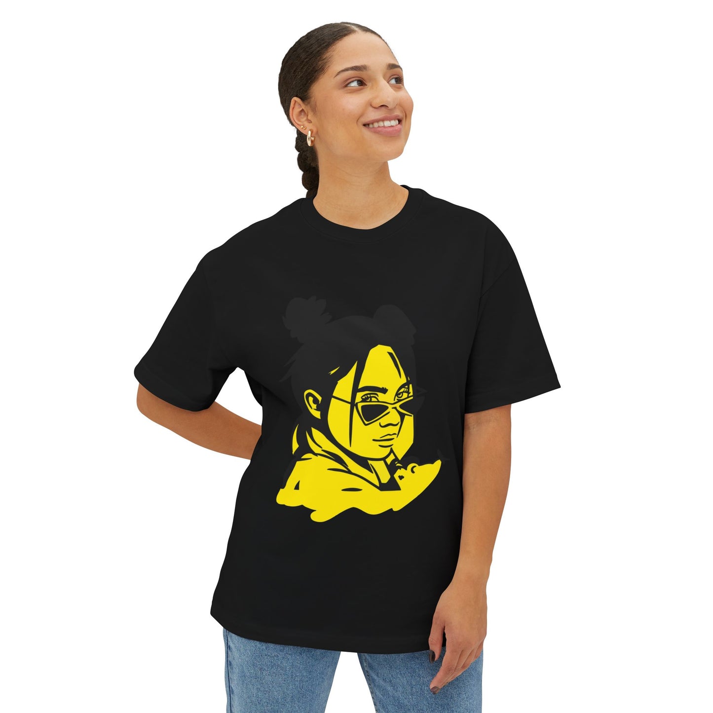 Neon Mood Portrait Unisex Oversized Tee