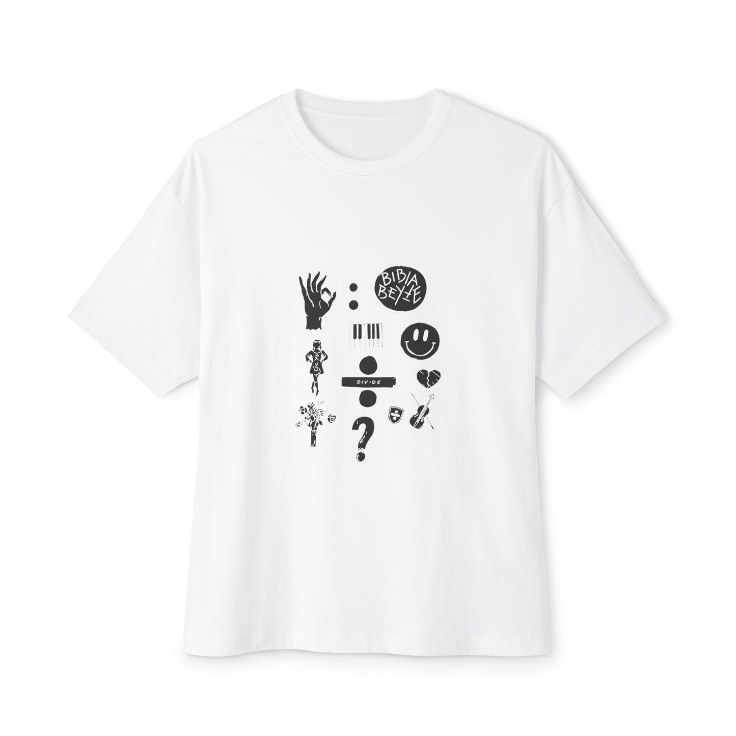 Ocean Wave with Heart Outline Oversized Boxy Tee
