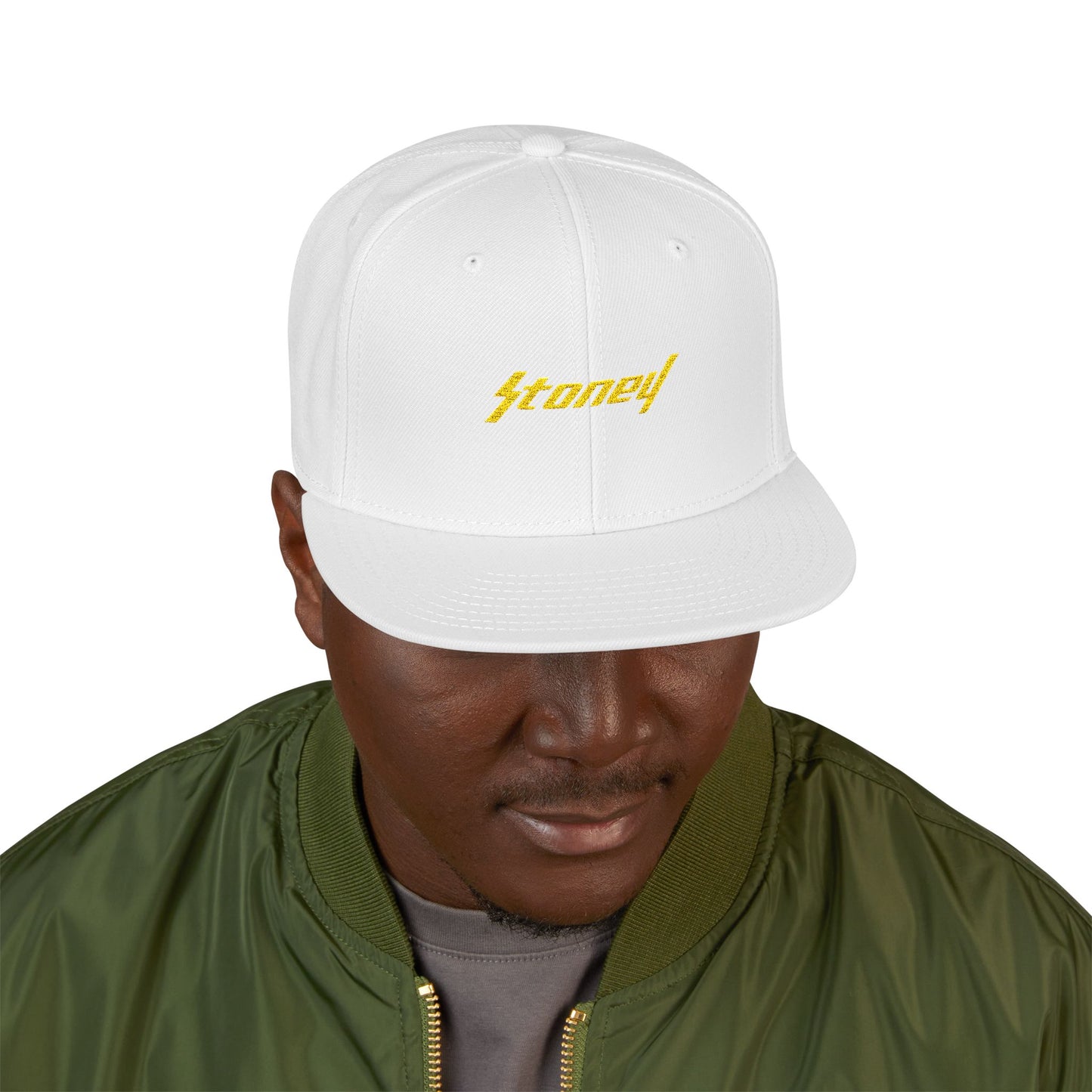 Orange Lightning Text Logo Snapback Cap
