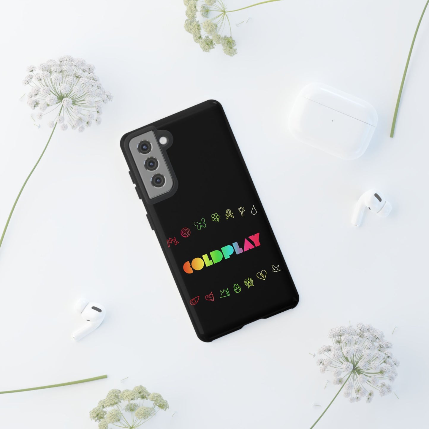 Premium Tough Case for Samsung S21 to S25 Ultra Showcasing Coldplay’s Signage