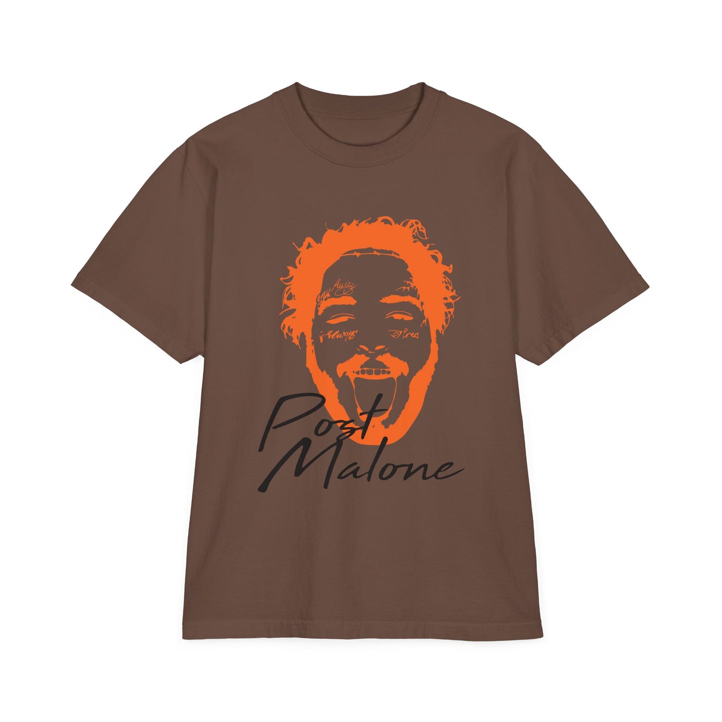 Unisex Garment-Dyed Drop-Shoulder T-Shirt – Post Malone Name Design with Picture