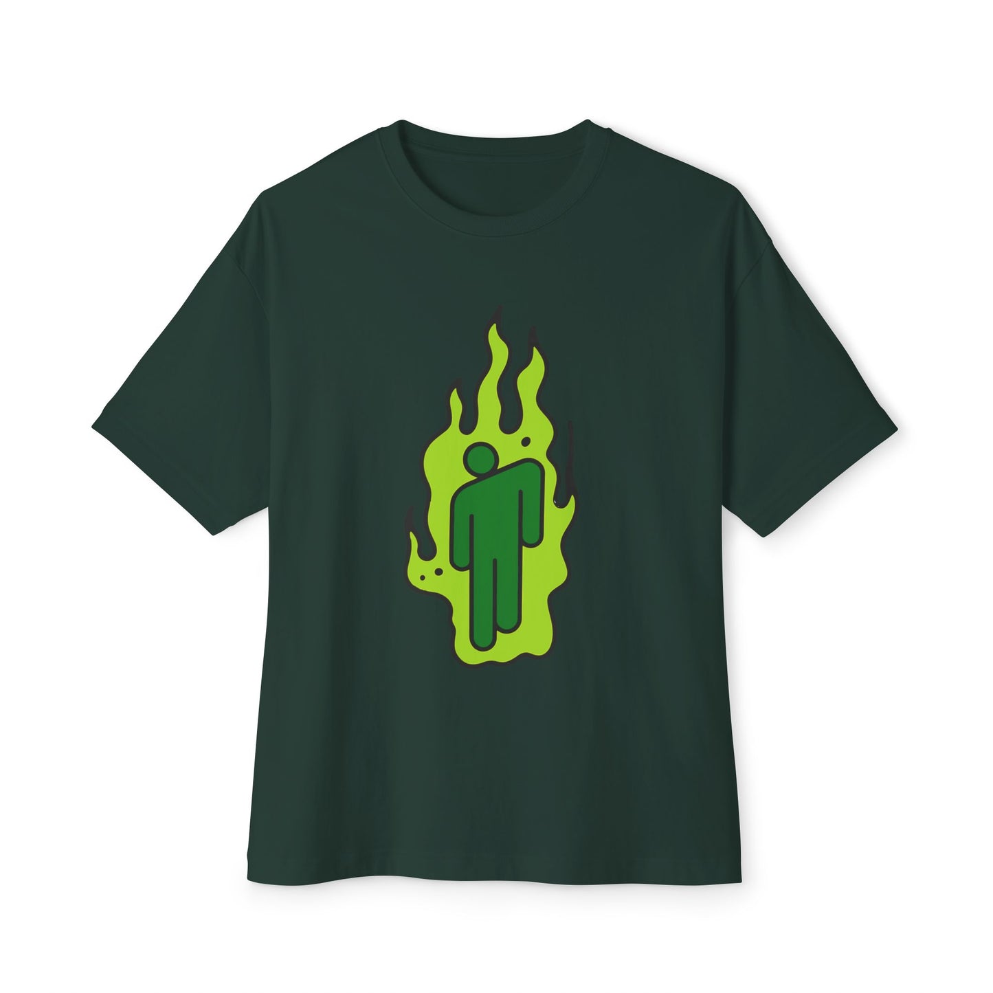 Green Flame Icon Unisex Oversized Tee