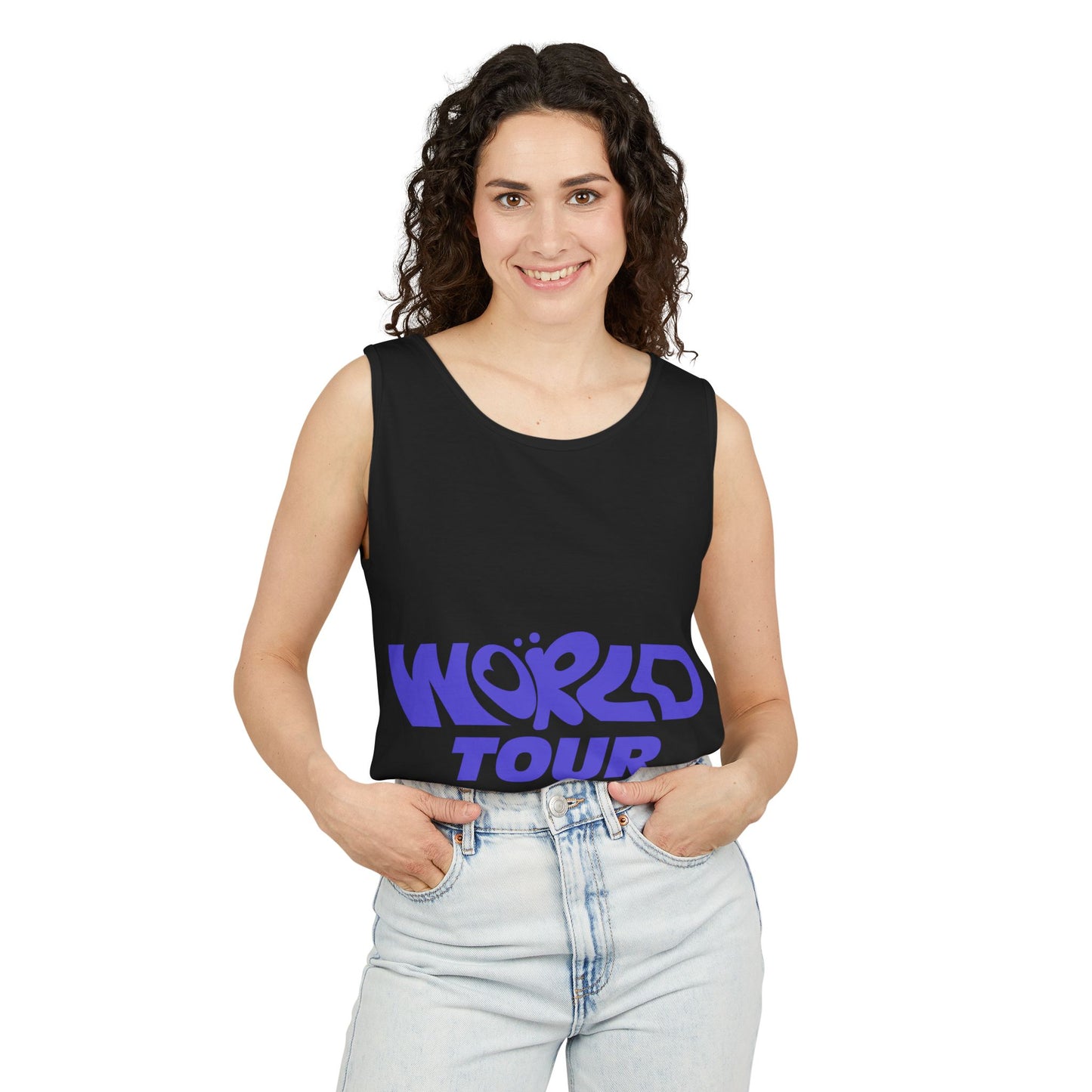 World Tour Bubble Letter-Dyed Tank Top