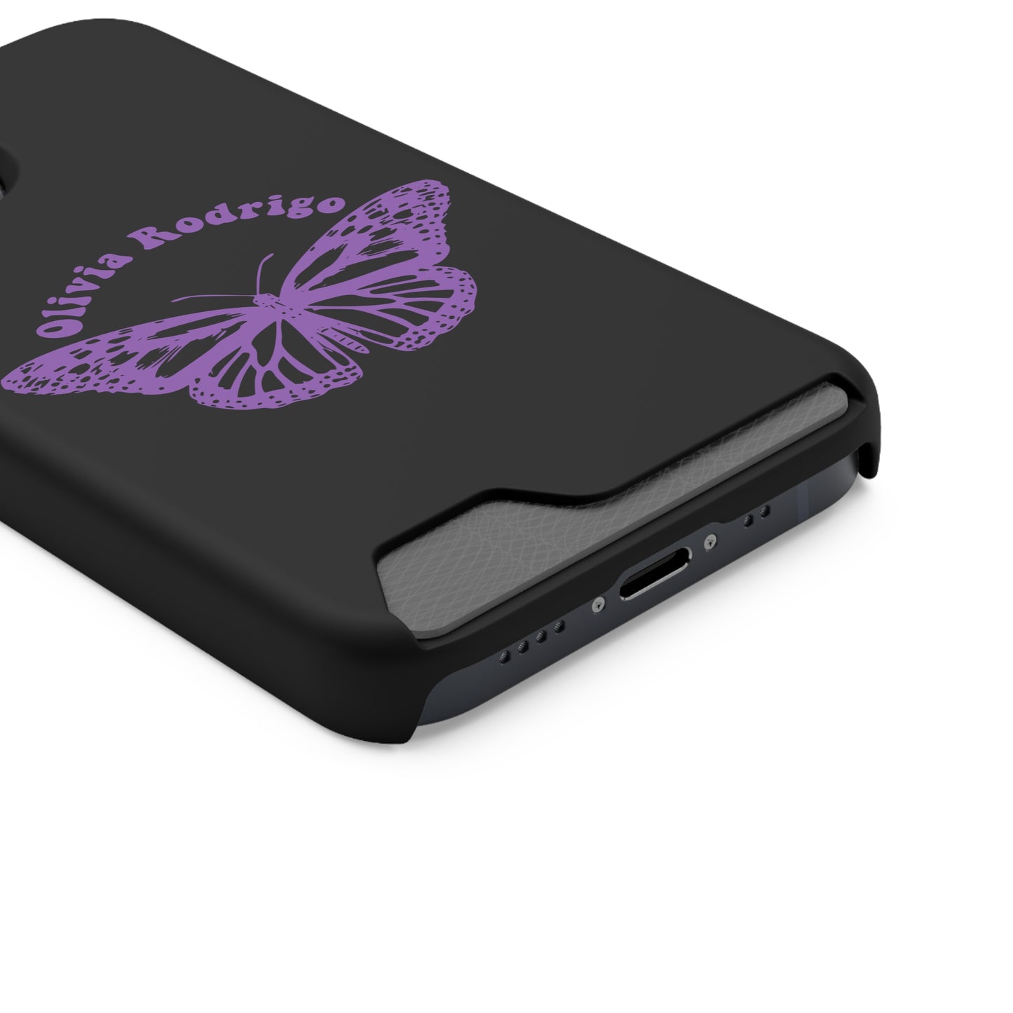 Phone Case + Card Holder For Iphone 13 – Olivia Rodrigo With Butterfly | Black Edition
