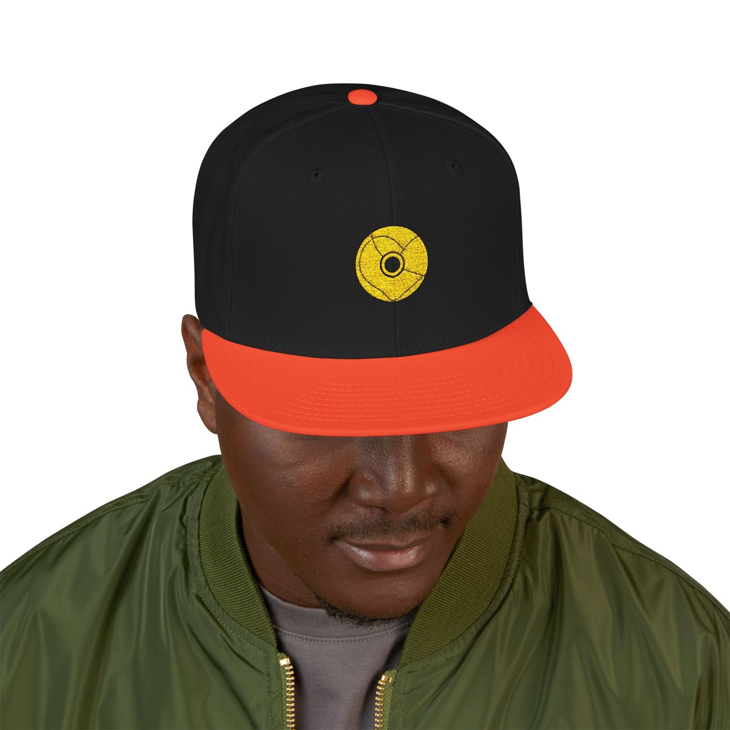 Minimalist Black Disc Outline Snapback Cap