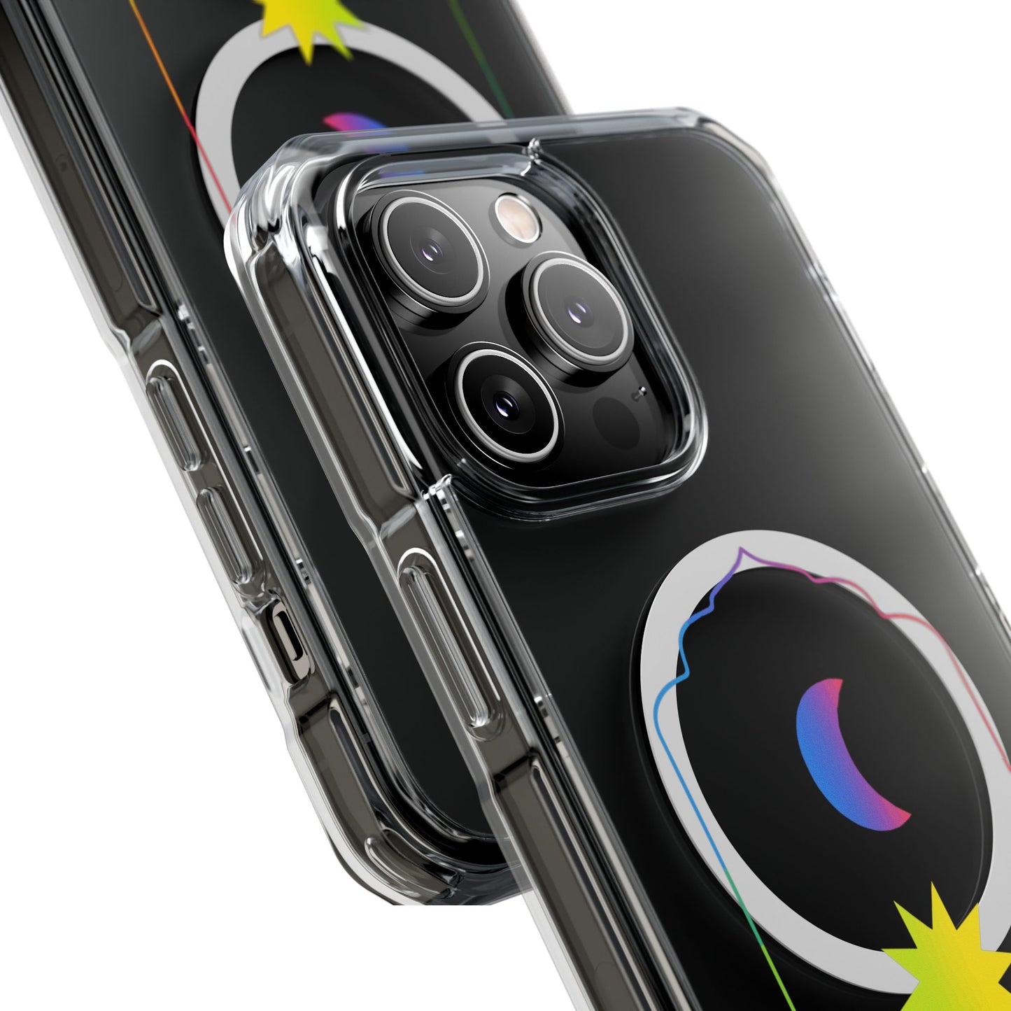Gradient Moon and Star Emblem Magnetic Clear Impact case