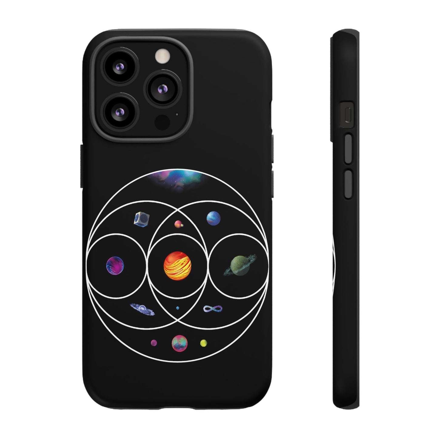 Premium Tough Case for iPhone 12 to 16 Pro Max Showcasing Coldplay’s Illustration Concept