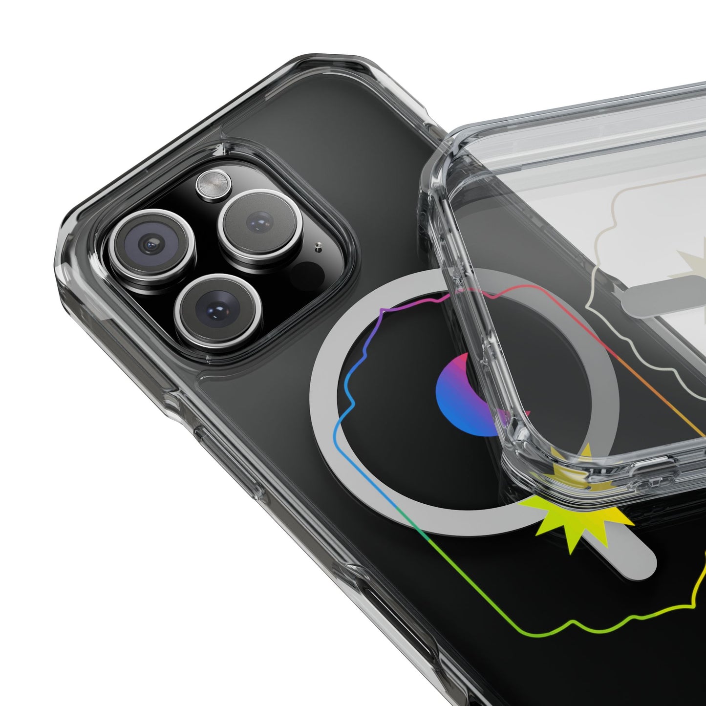 Gradient Moon and Star Emblem Magnetic Clear Impact case