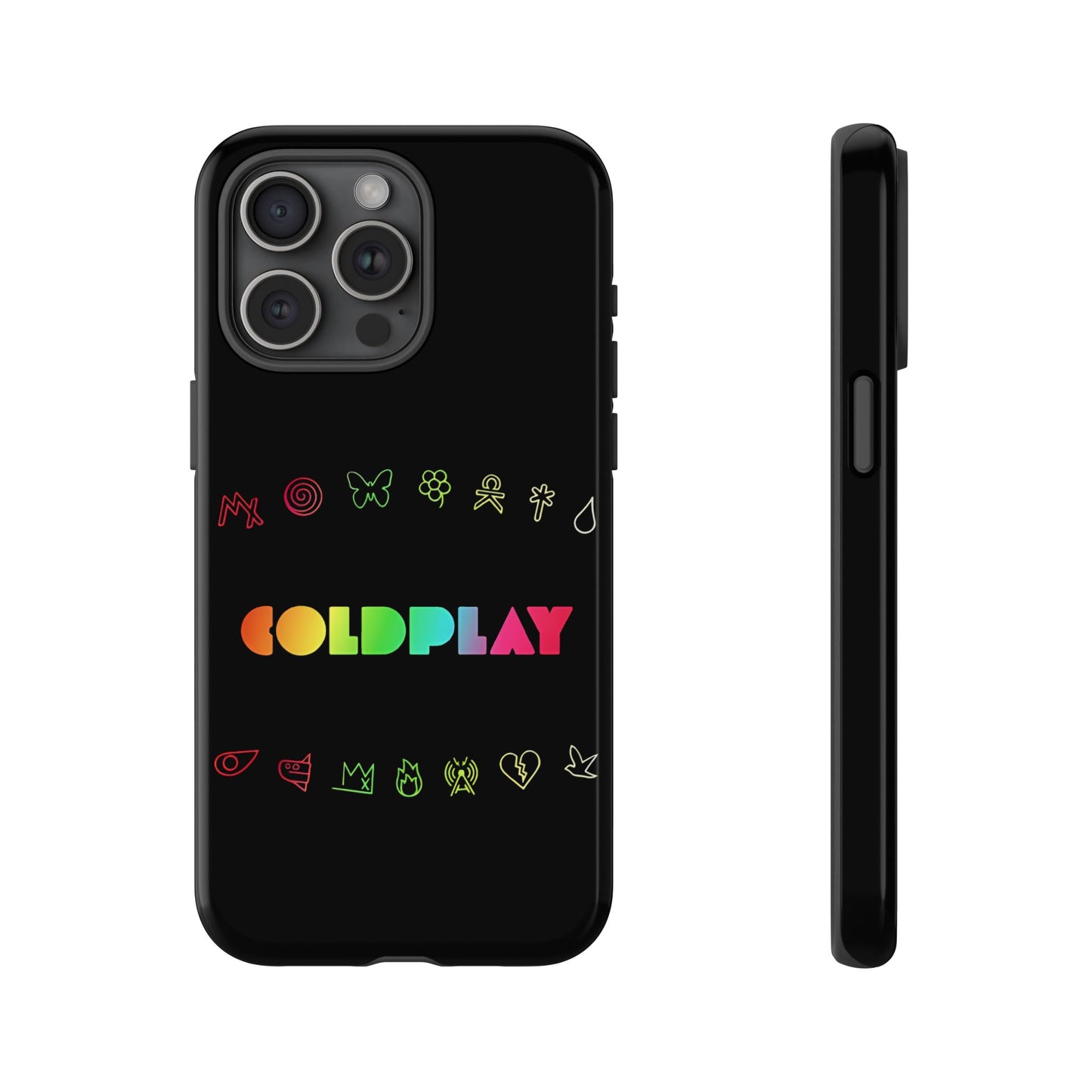 Premium Tough Case for iPhone 12 to 16 Pro Max Showcasing Coldplay’s Signage