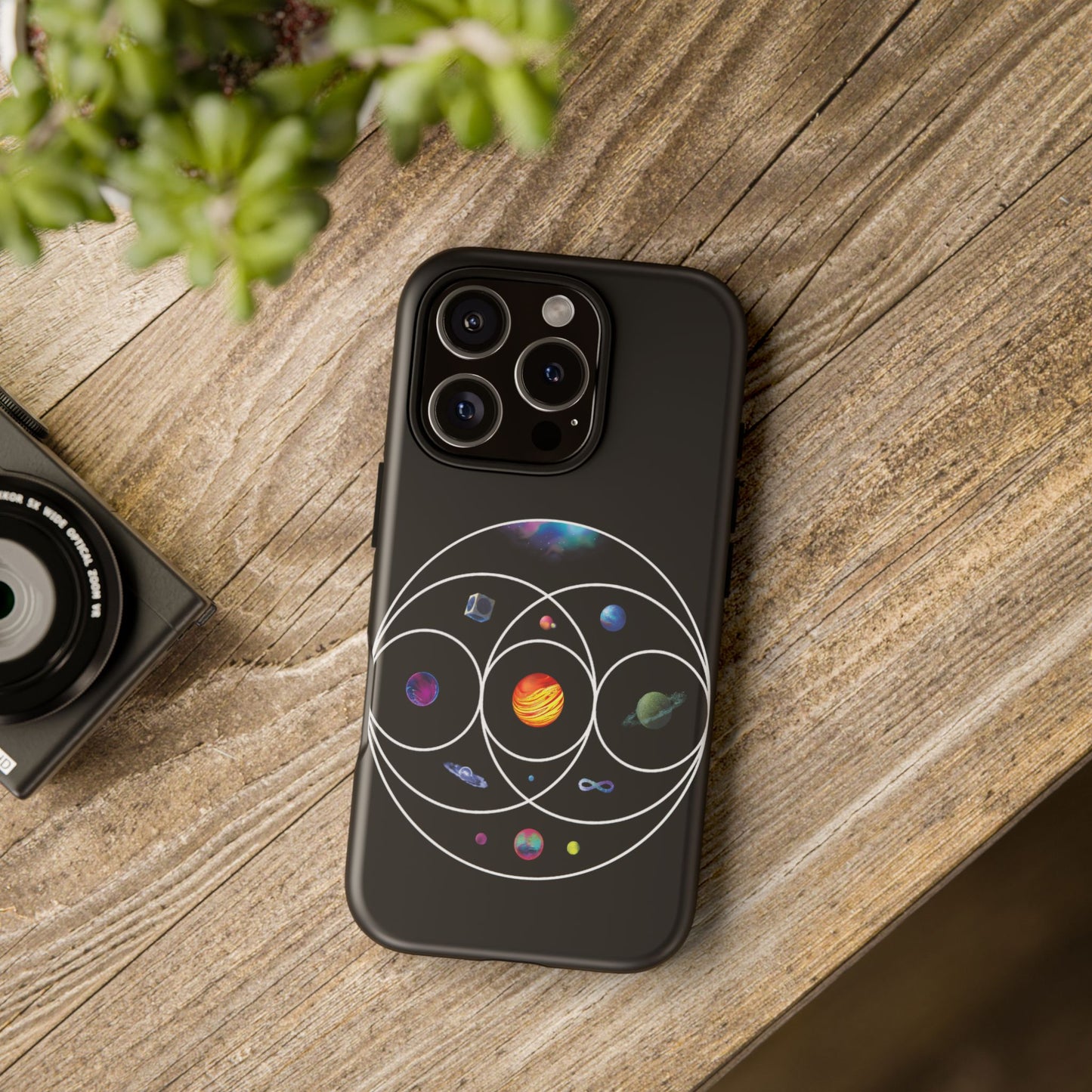 Premium Tough Case for iPhone 12 to 16 Pro Max Showcasing Coldplay’s Illustration Concept