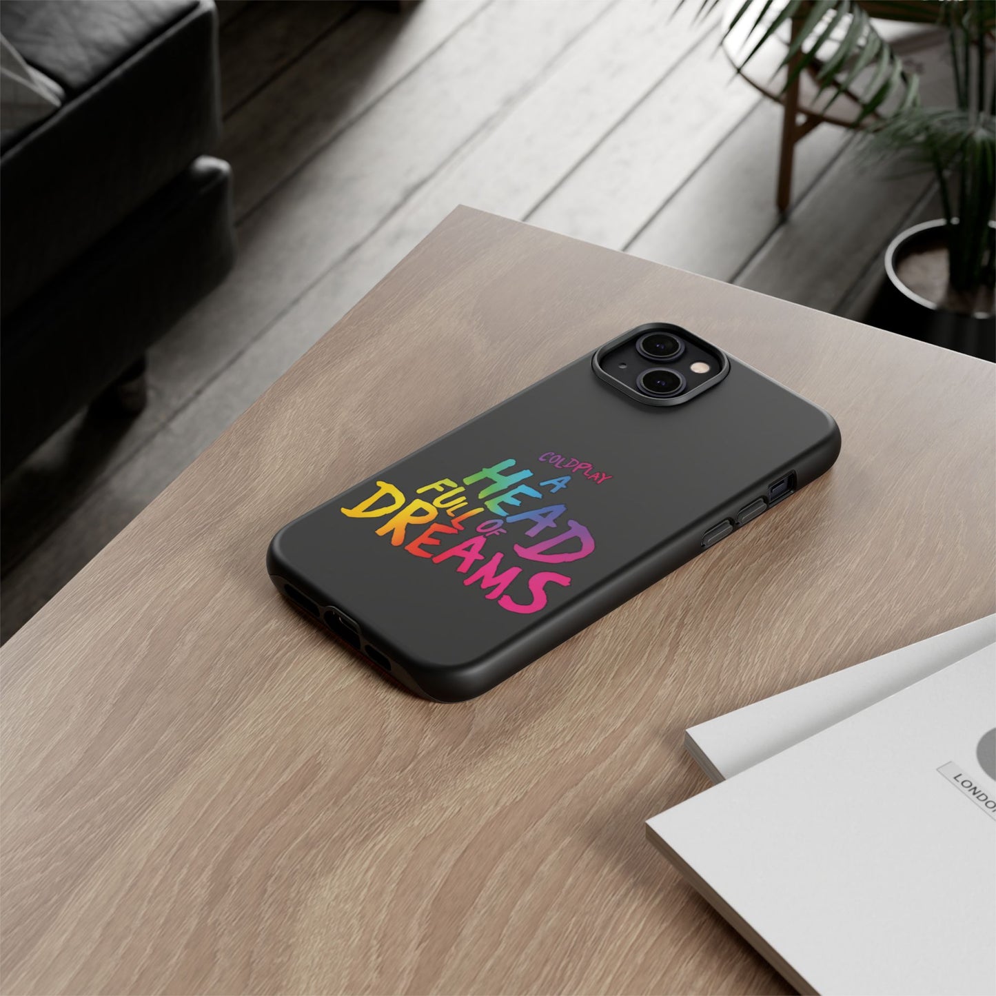 Premium Tough Case for iPhone 12 to 16 Pro Max Showcasing Coldplay’s Iconic A Head Full of Dreams