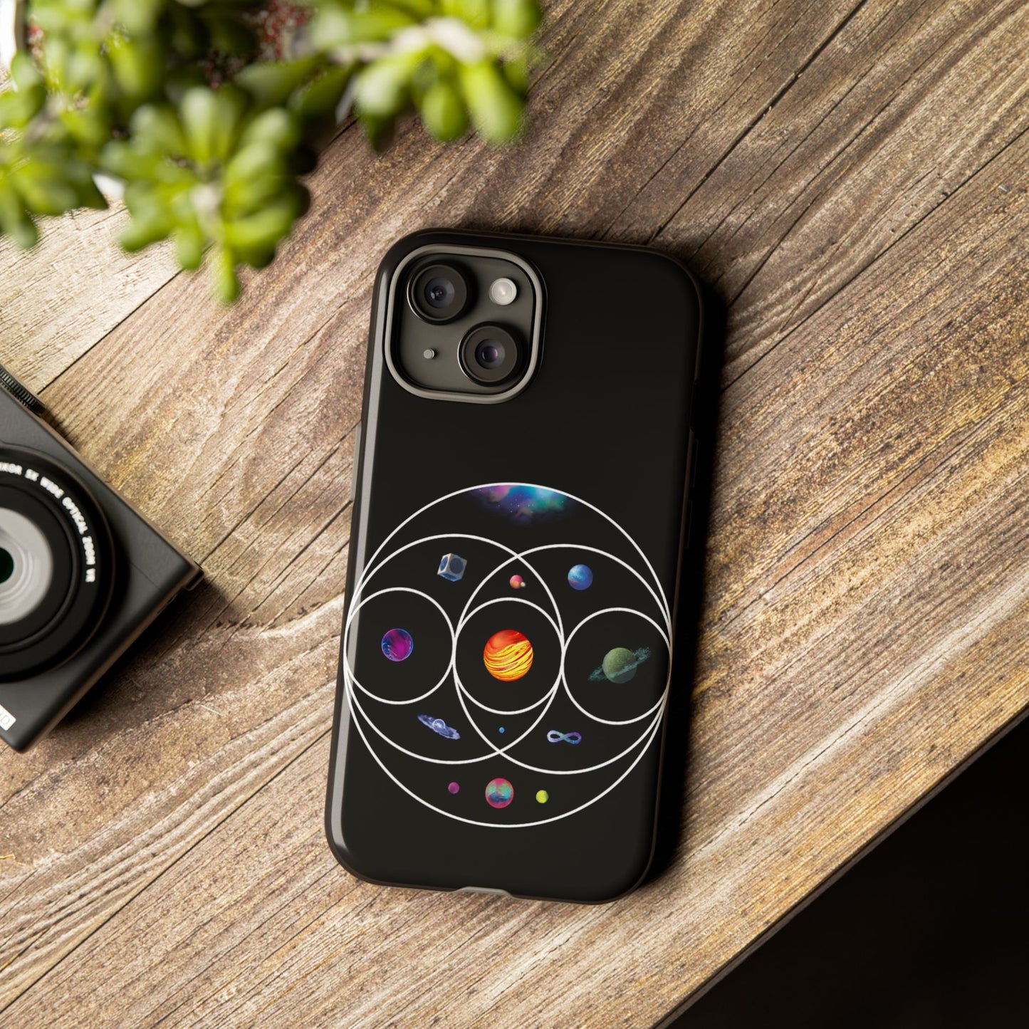 Premium Tough Case for iPhone 12 to 16 Pro Max Showcasing Coldplay’s Illustration Concept