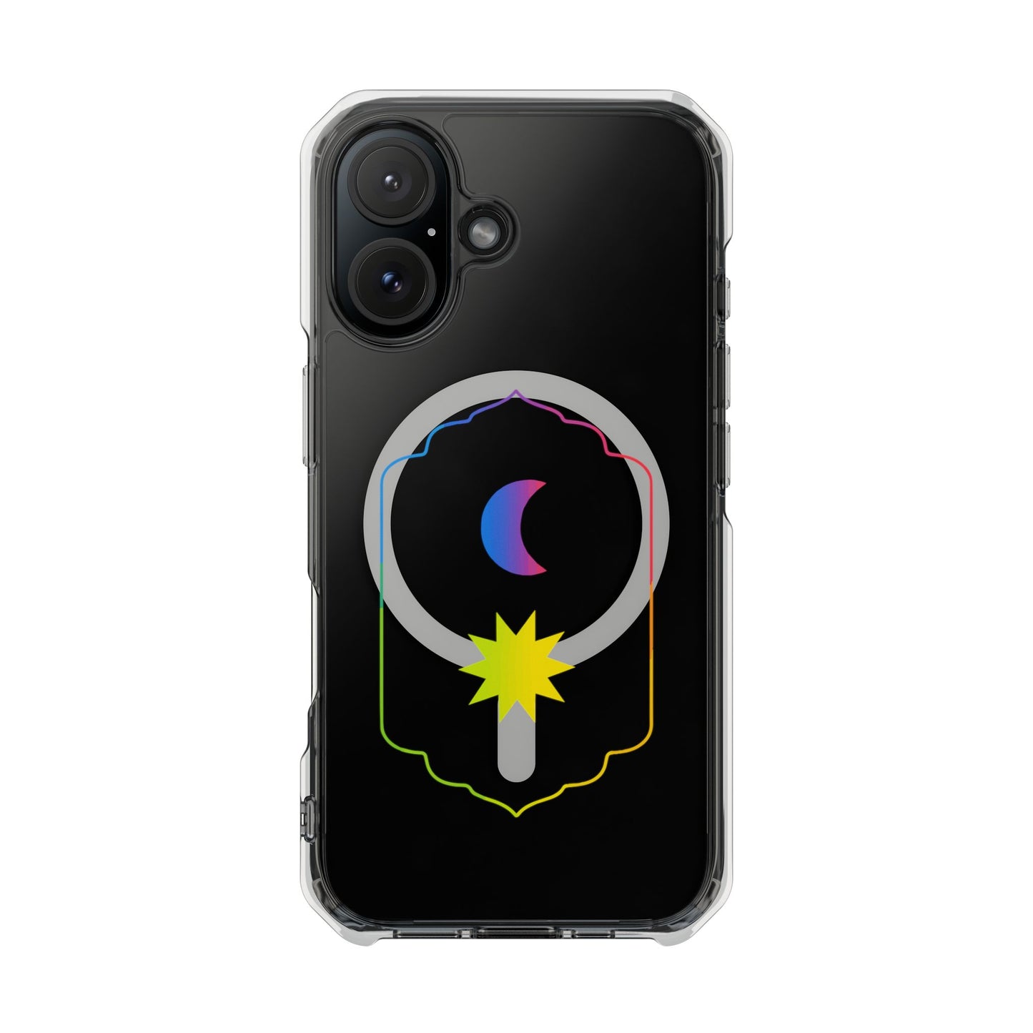 Gradient Moon and Star Emblem Magnetic Clear Impact case