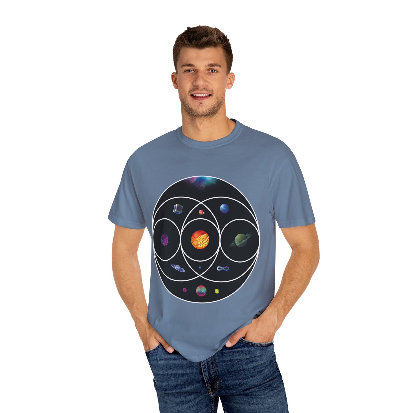 Unisex Garment-Dyed T-Shirt Inspired by Coldplay’s Illustration Concept