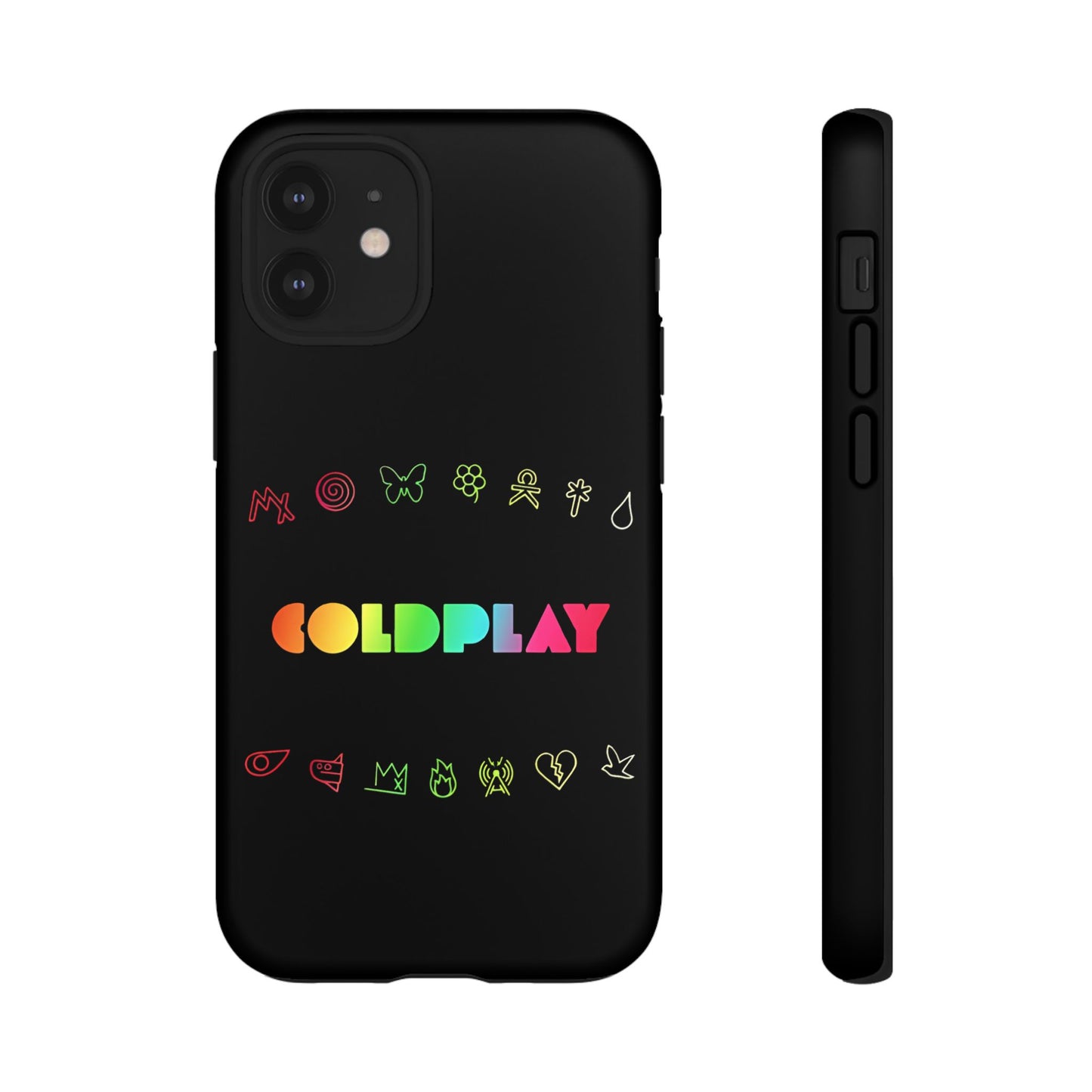 Premium Tough Case for iPhone 12 to 16 Pro Max Showcasing Coldplay’s Signage