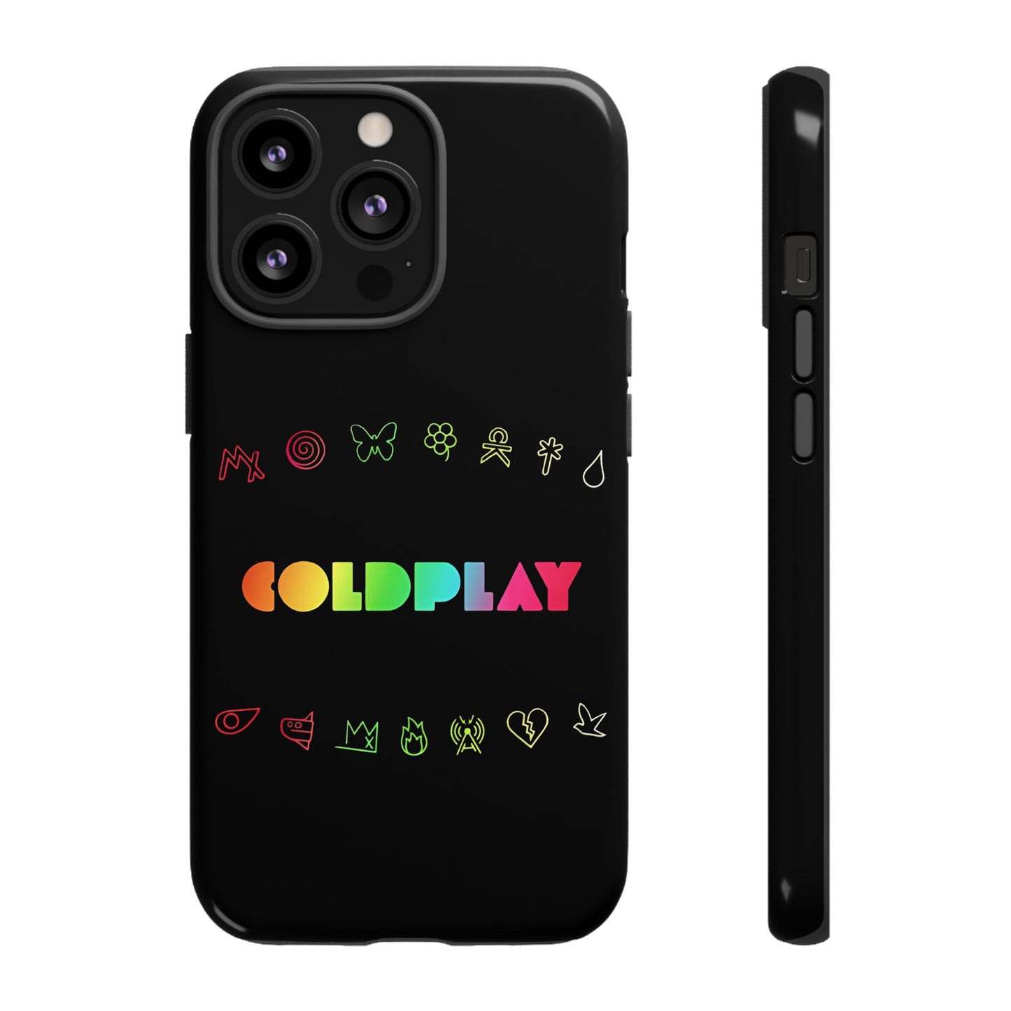 Premium Tough Case for iPhone 12 to 16 Pro Max Showcasing Coldplay’s Signage