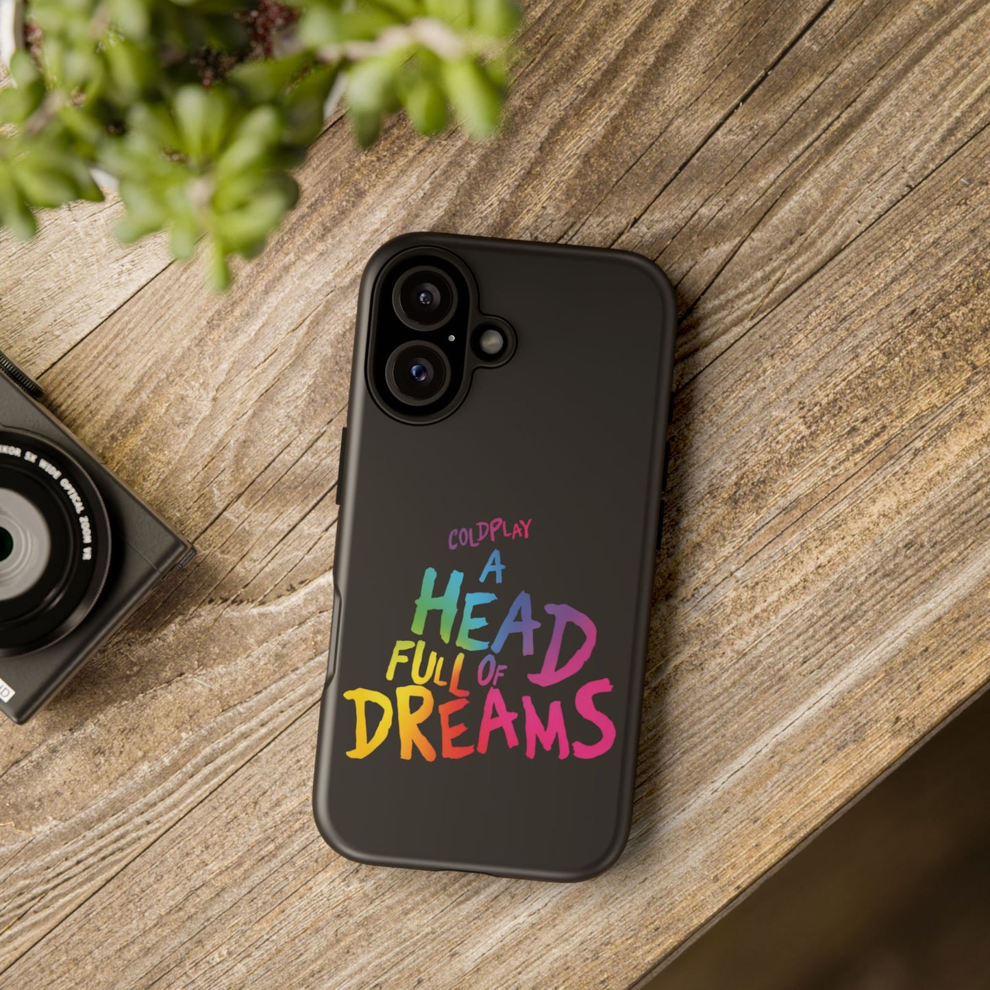 Premium Tough Case for iPhone 12 to 16 Pro Max Showcasing Coldplay’s Iconic A Head Full of Dreams