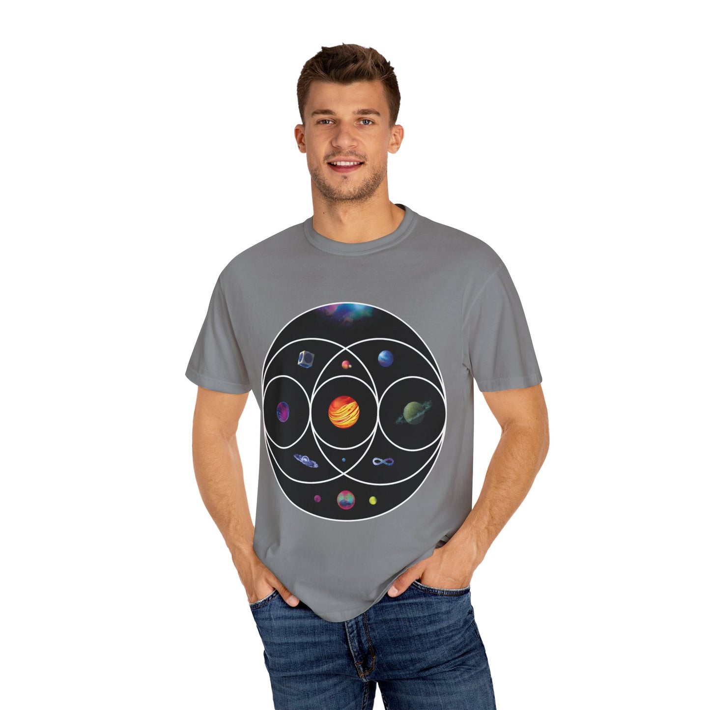 Unisex Garment-Dyed T-Shirt Inspired by Coldplay’s Illustration Concept