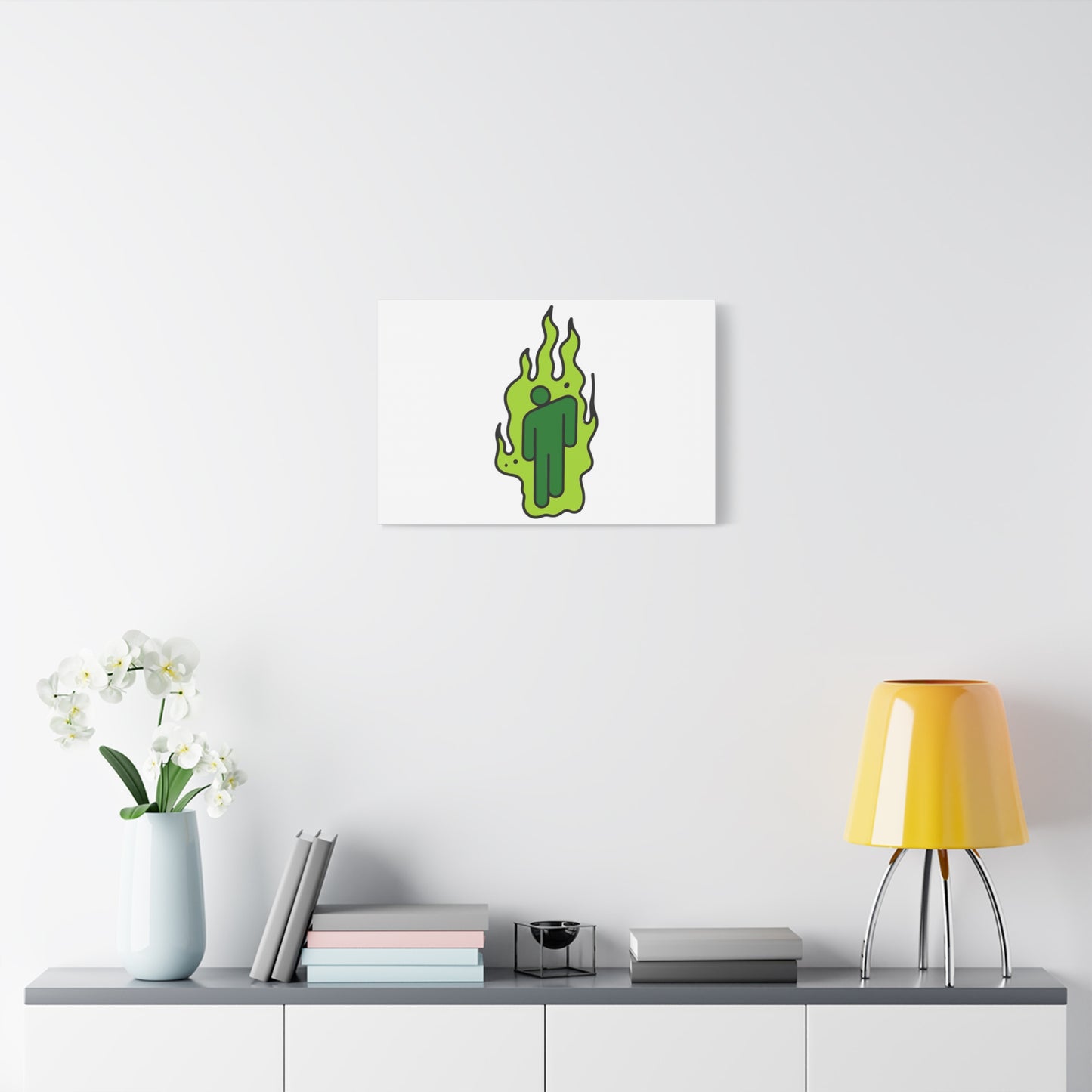 Green Flame Icon Matte Canvas
