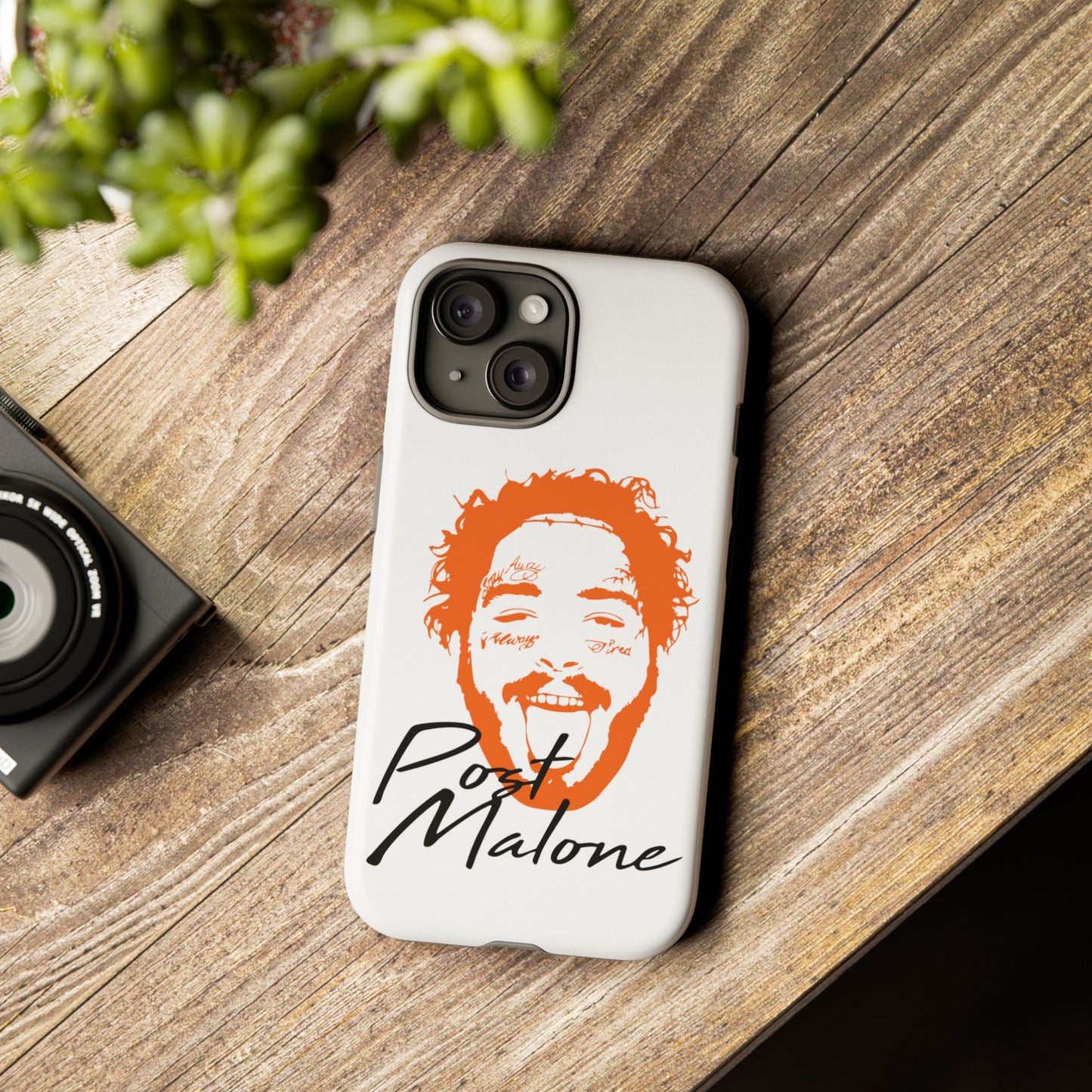 Tough iPhone Case (12–16 Pro Max) – Post Malone Name Design with Picture