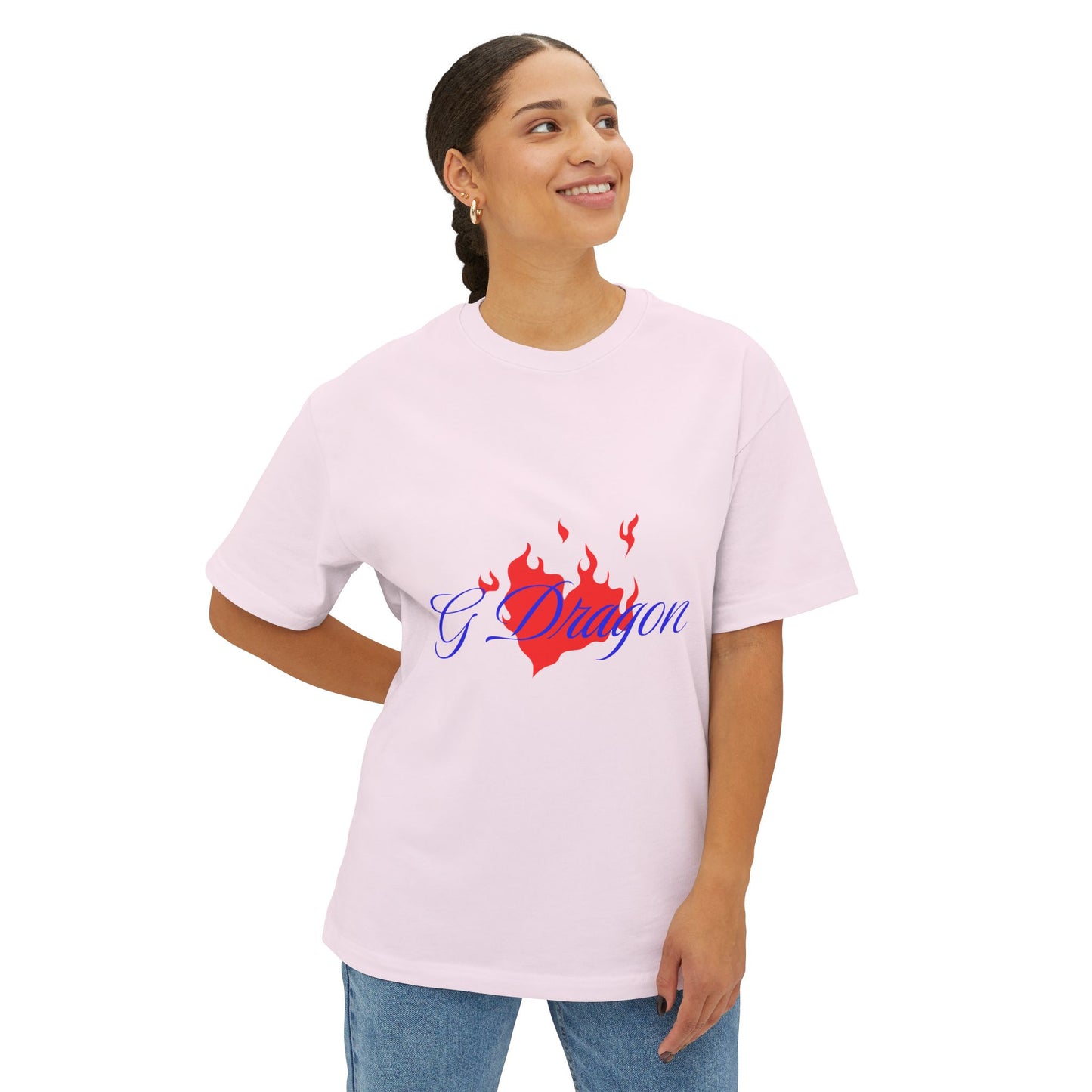 Heart on Fire Bold Script Unisex Oversized Boxy Tee