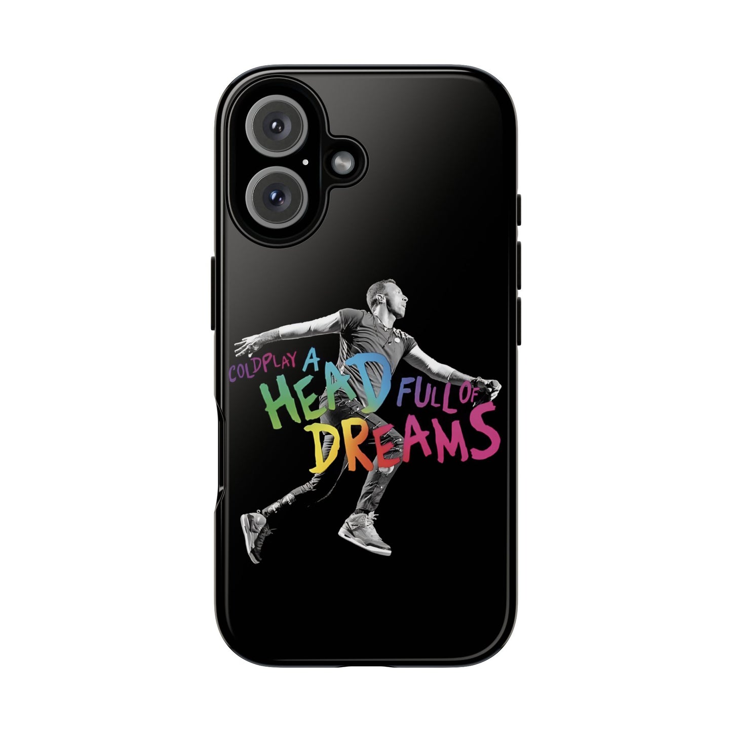 Premium Tough Case for iPhone 12 to 16 Pro Max Showcasing Coldplay A Head Full of Dreams Chris