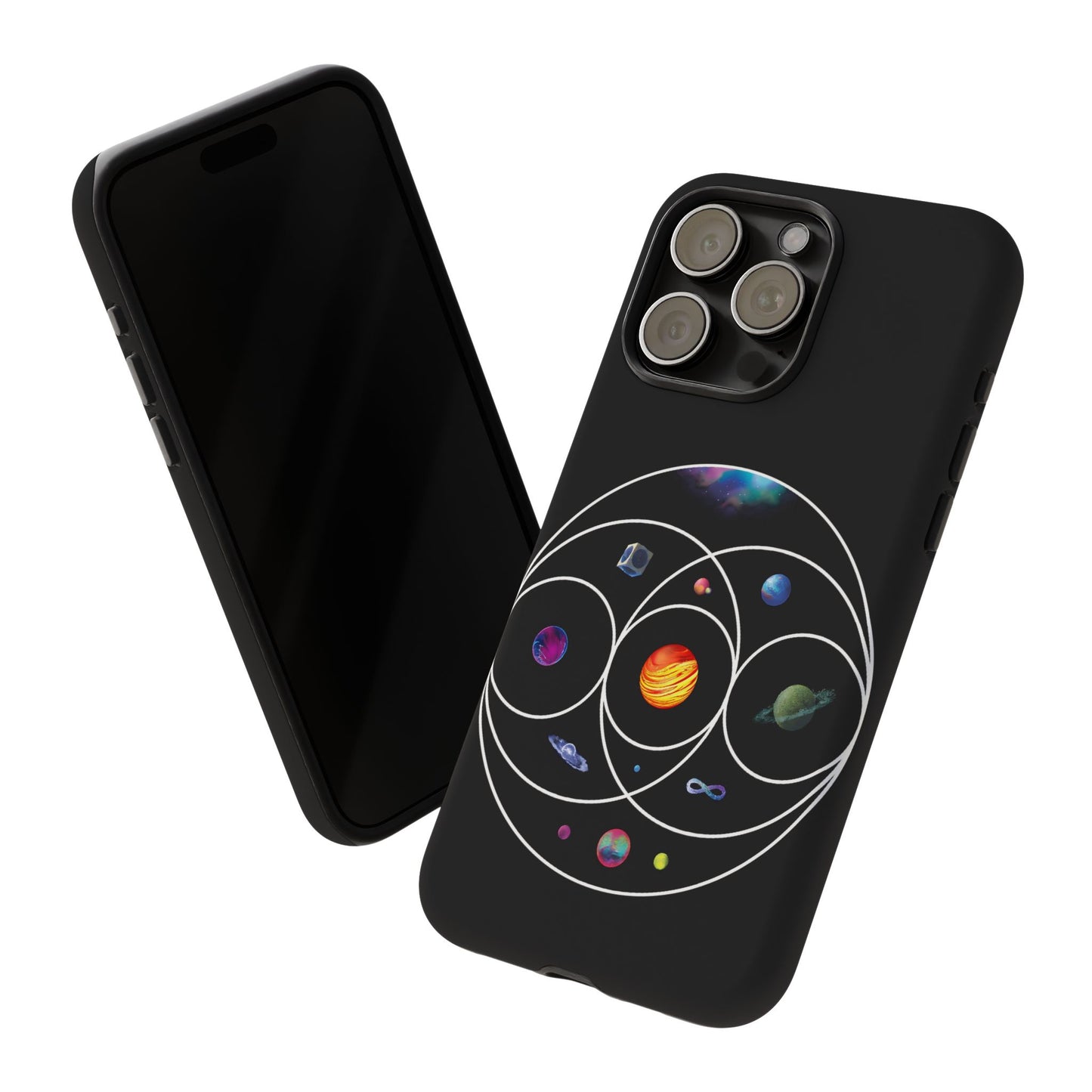 Premium Tough Case for iPhone 12 to 16 Pro Max Showcasing Coldplay’s Illustration Concept