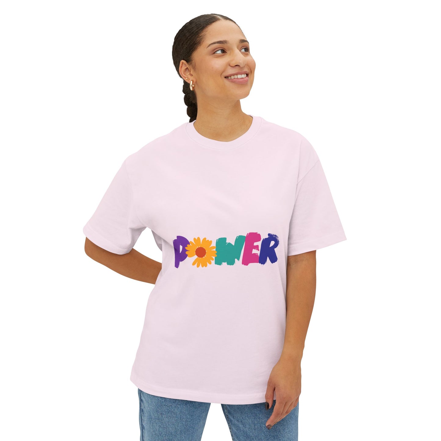 Retro Flower Power Color Pop Unisex Oversized Boxy Tee