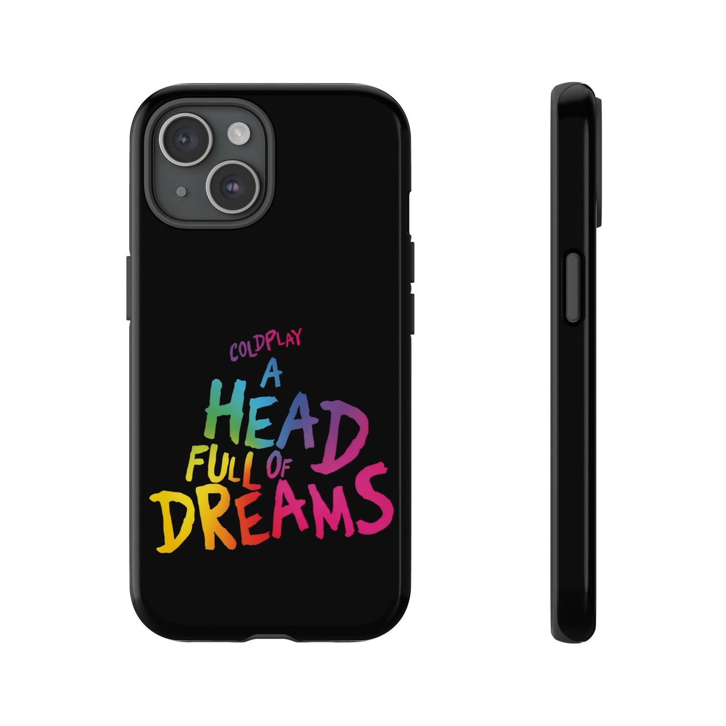 Premium Tough Case for iPhone 12 to 16 Pro Max Showcasing Coldplay’s Iconic A Head Full of Dreams