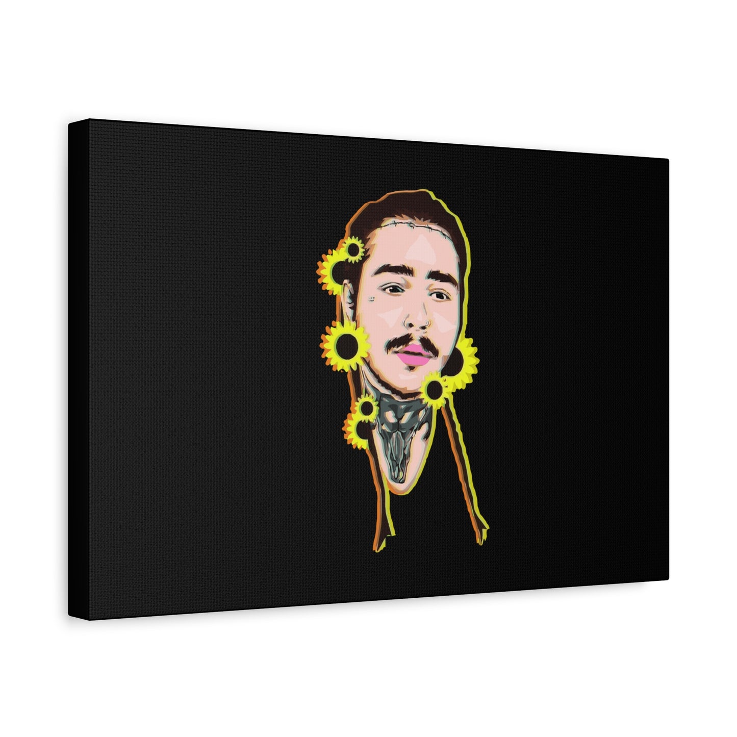 Cartoon Face with Sunflowers Canvas