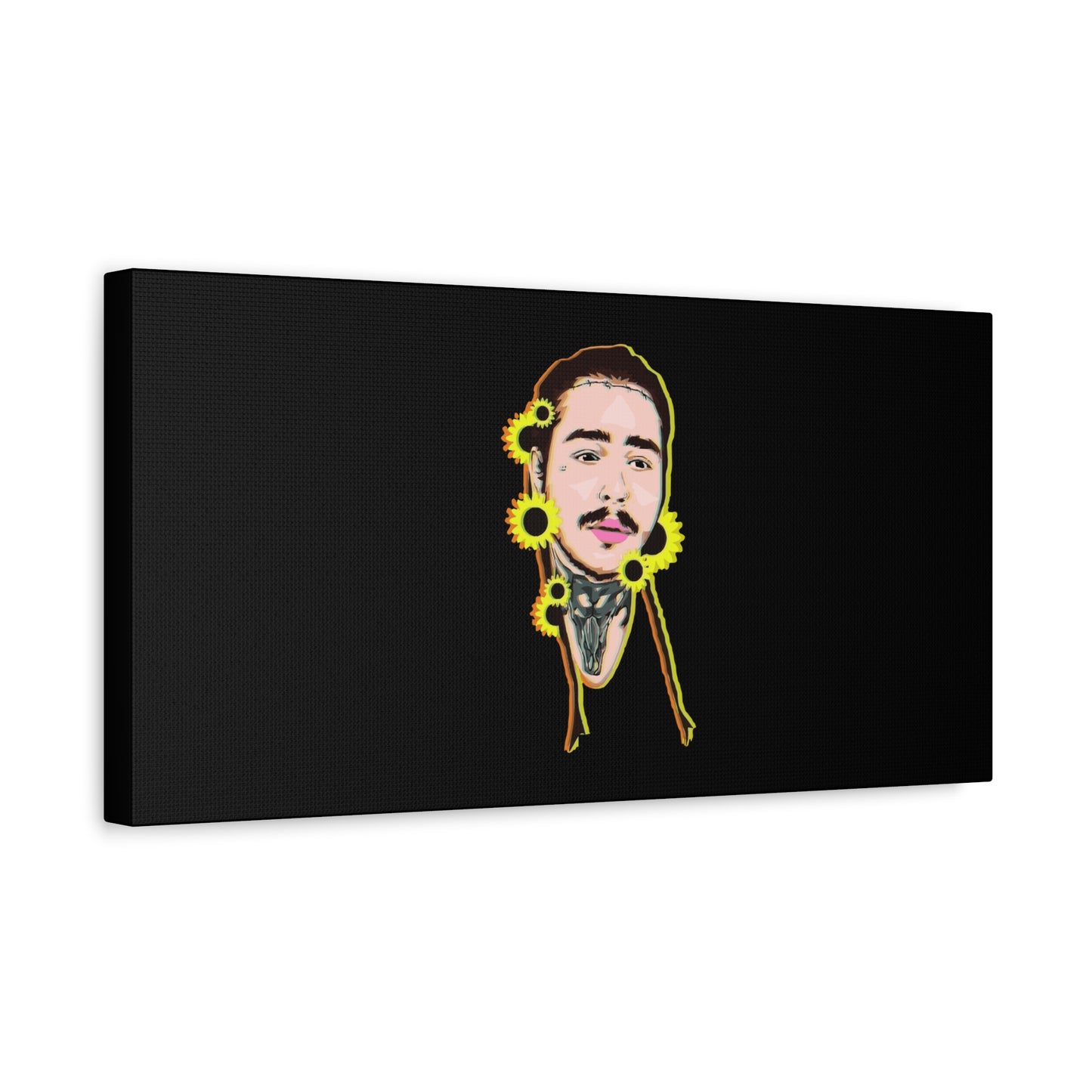Cartoon Face with Sunflowers Canvas