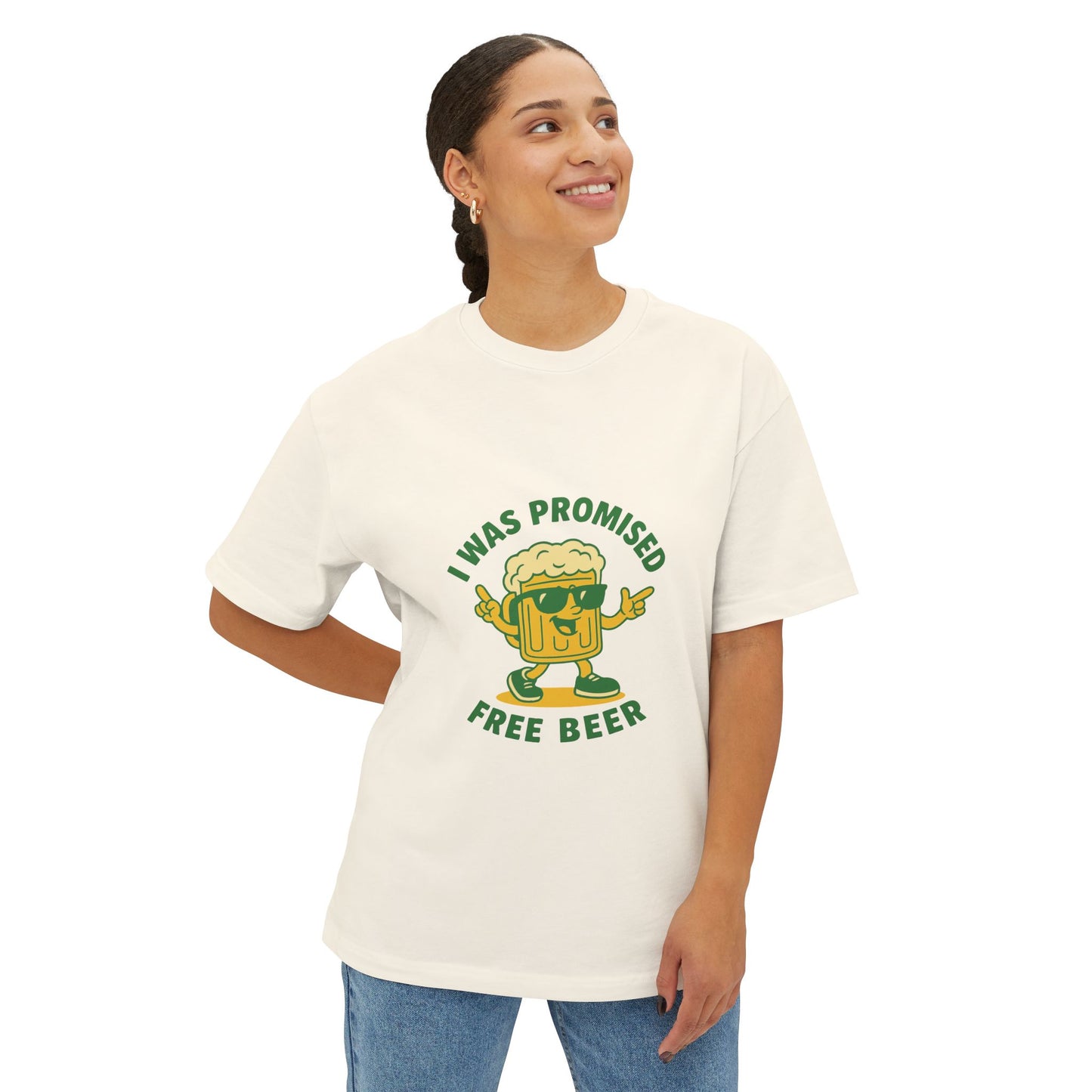 Unisex Oversized Tee – Snazzy Free Beer Edition