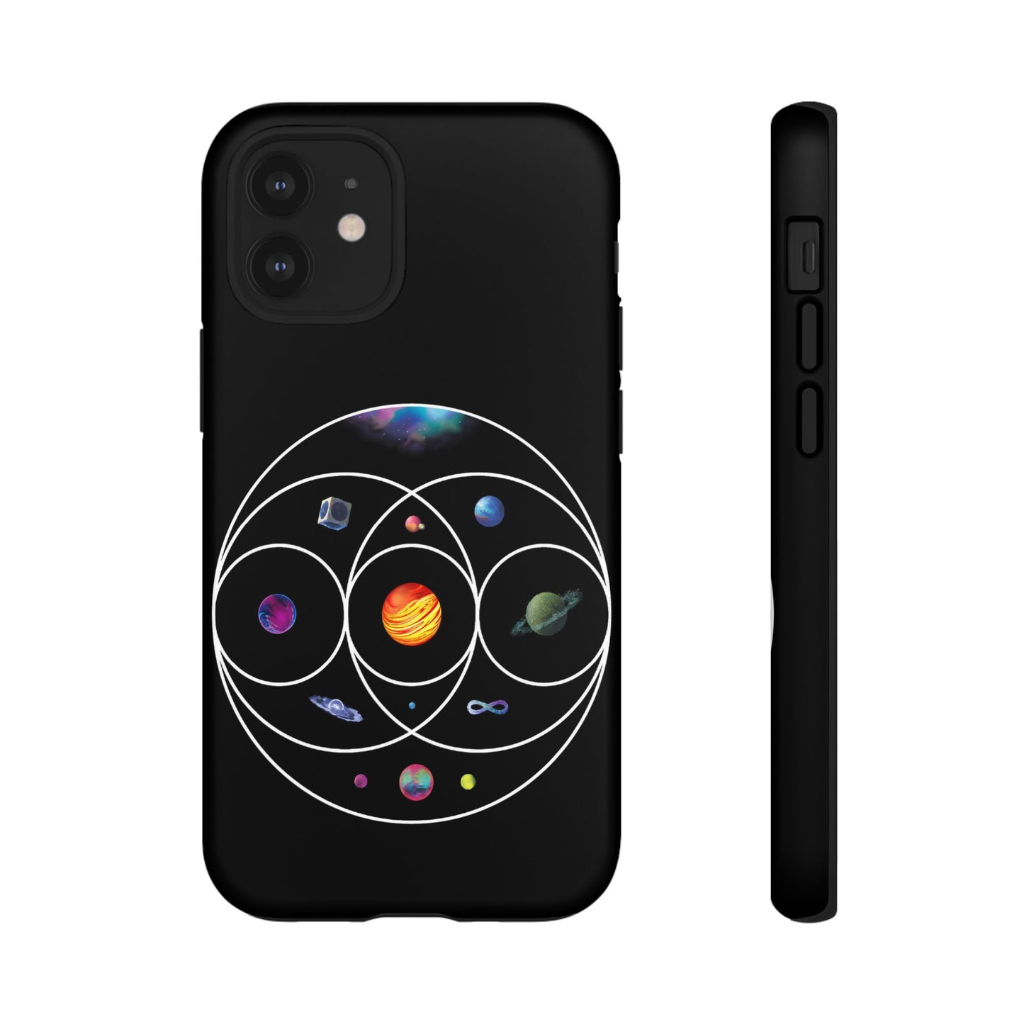 Premium Tough Case for iPhone 12 to 16 Pro Max Showcasing Coldplay’s Illustration Concept