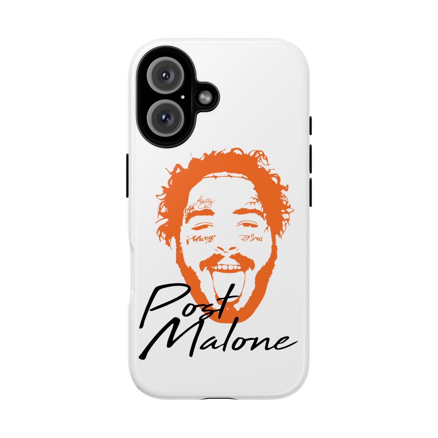 Tough iPhone Case (12–16 Pro Max) – Post Malone Name Design with Picture