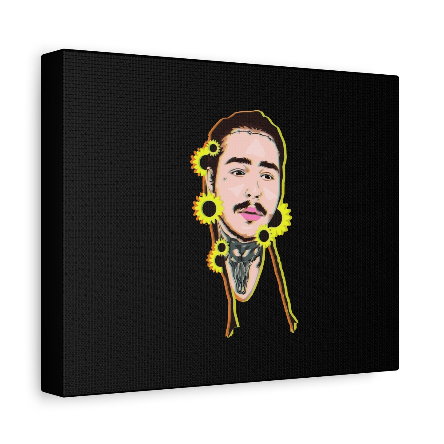 Cartoon Face with Sunflowers Canvas