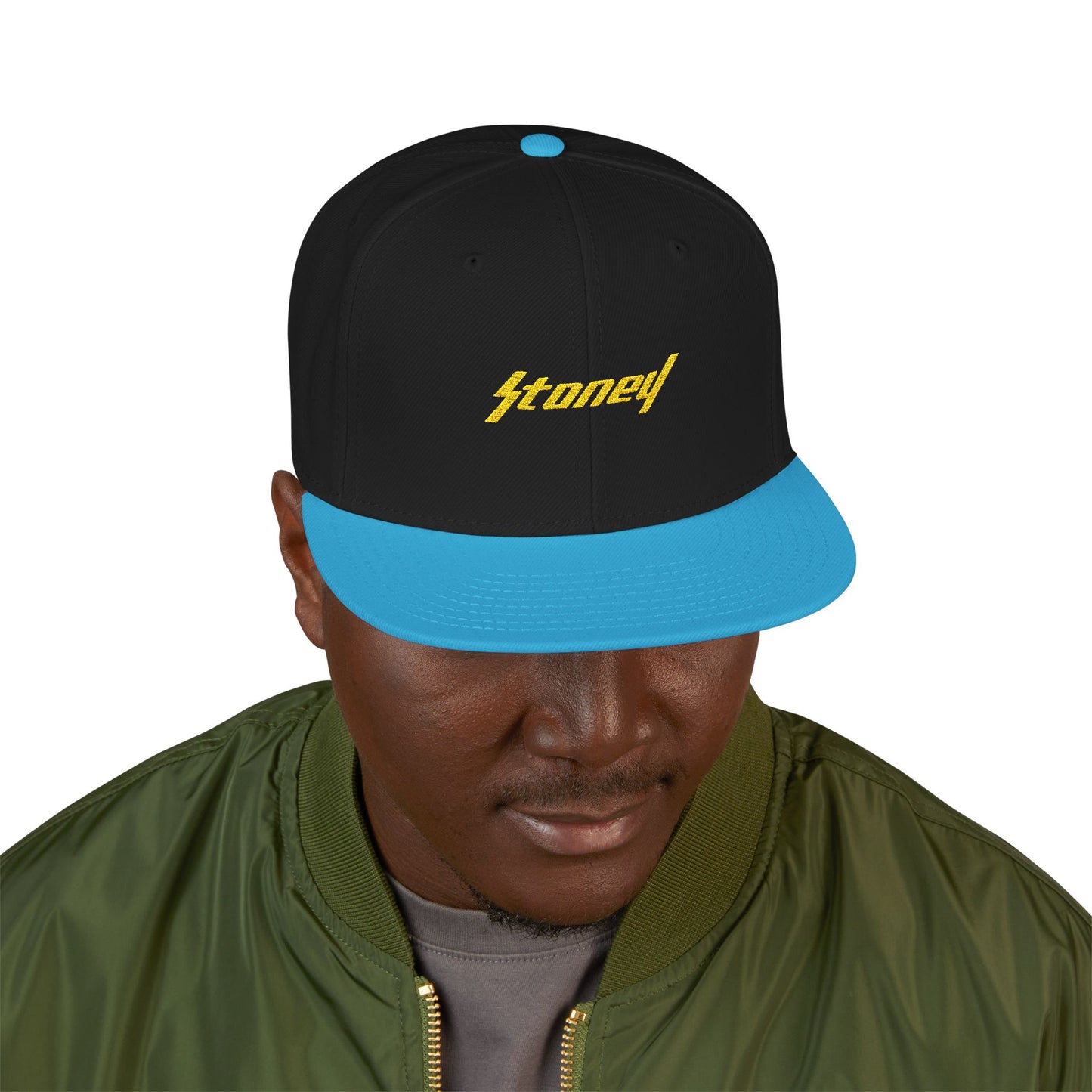 Orange Lightning Text Logo Snapback Cap