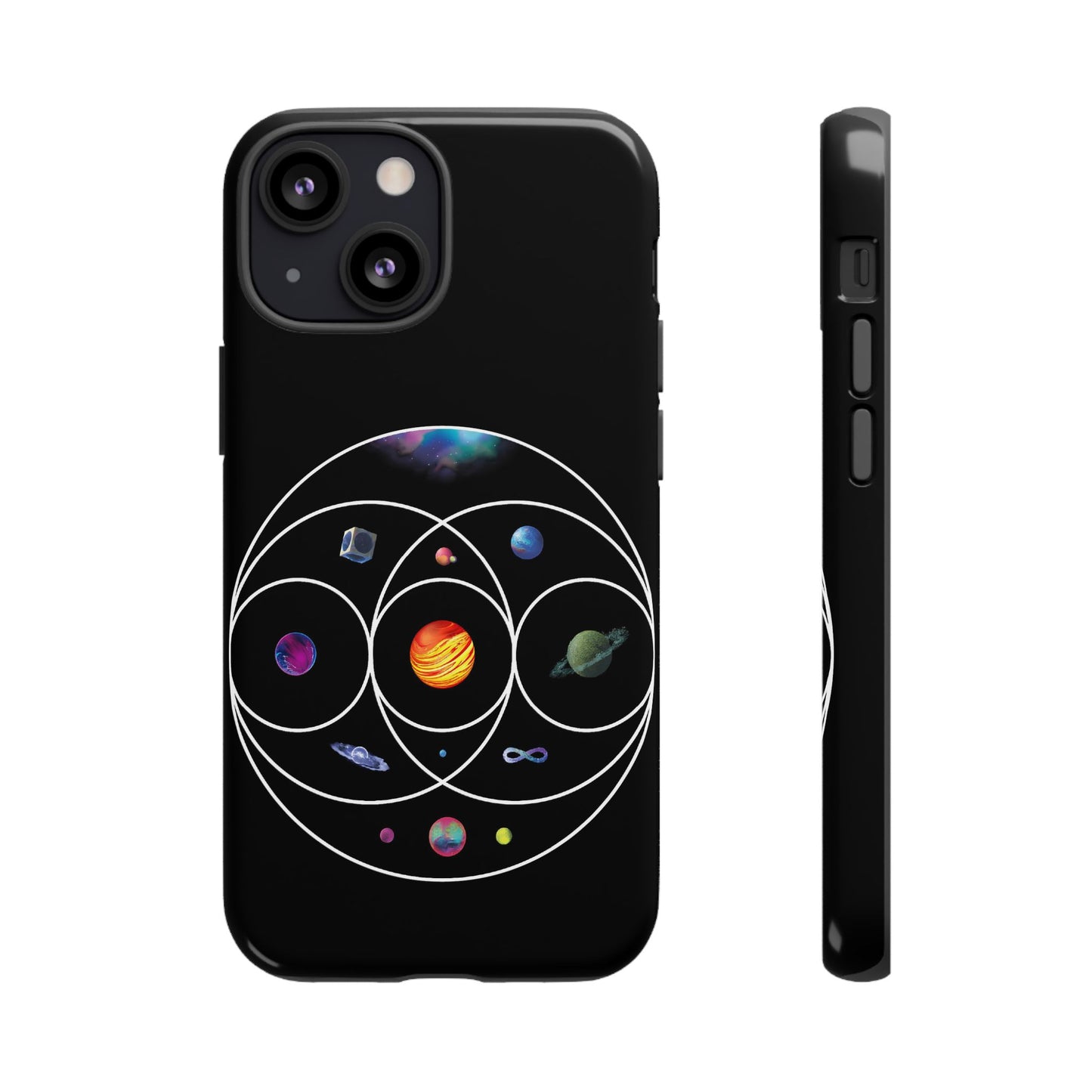 Premium Tough Case for iPhone 12 to 16 Pro Max Showcasing Coldplay’s Illustration Concept