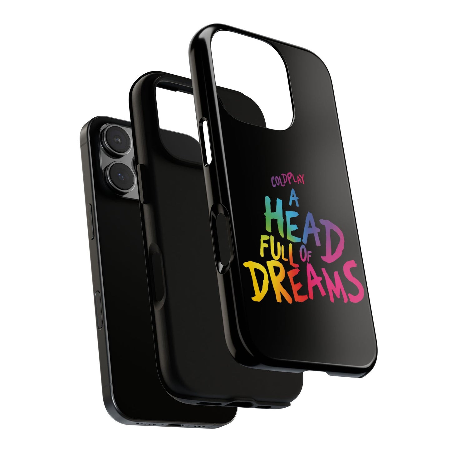 Premium Tough Case for iPhone 12 to 16 Pro Max Showcasing Coldplay’s Iconic A Head Full of Dreams