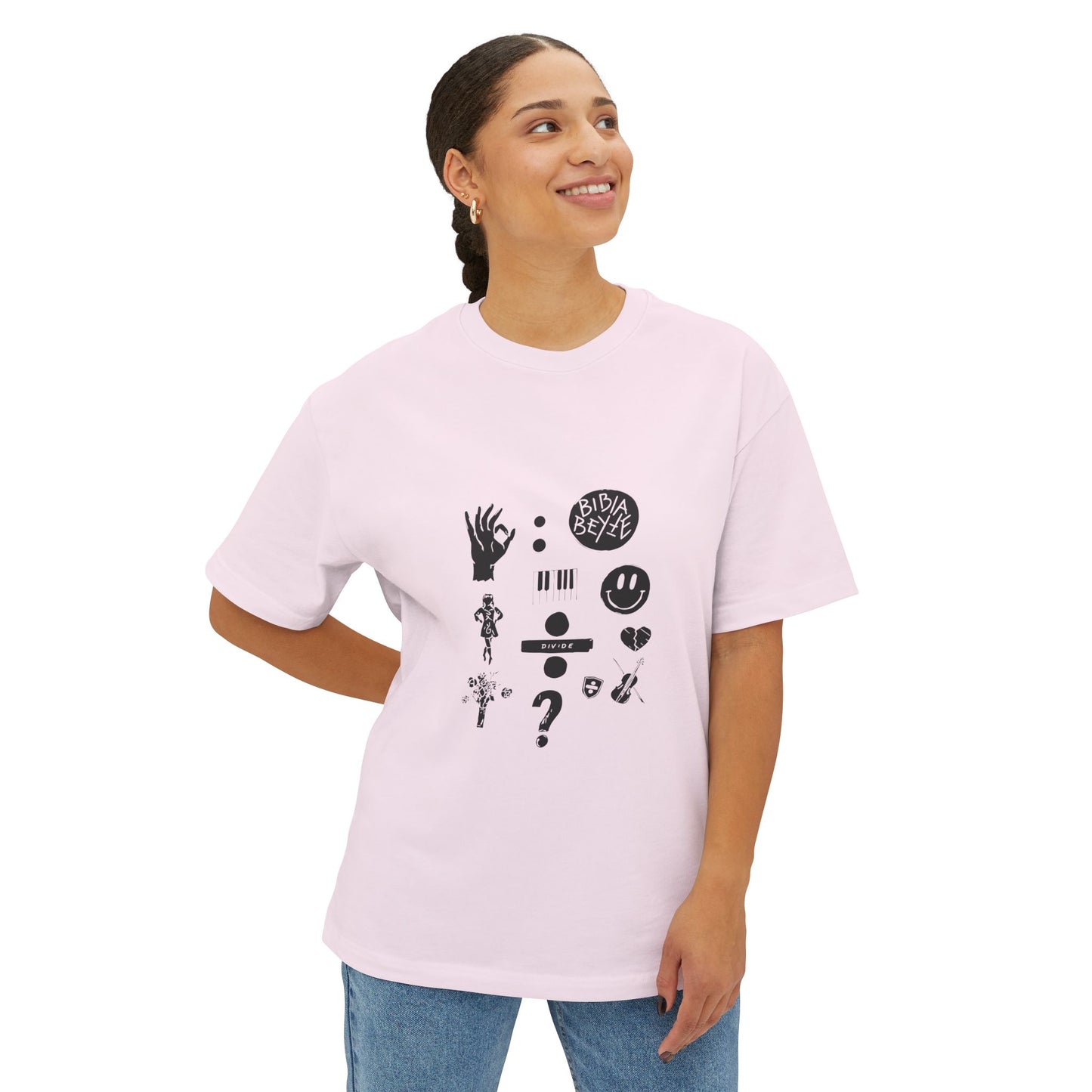 Ocean Wave with Heart Outline Oversized Boxy Tee