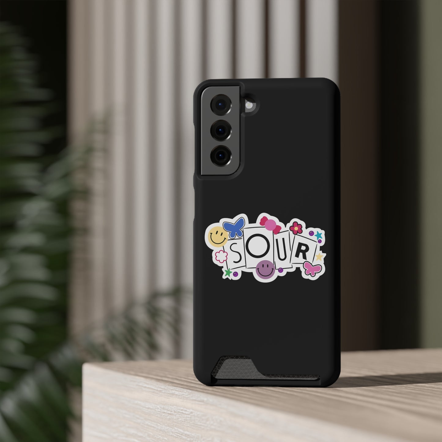 Phone Case + Card Holder For Samsung S21 to S22 – Olivia Rodrigo Sour | Black Edition
