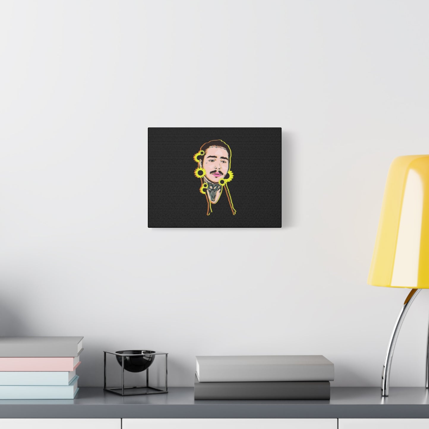 Cartoon Face with Sunflowers Canvas