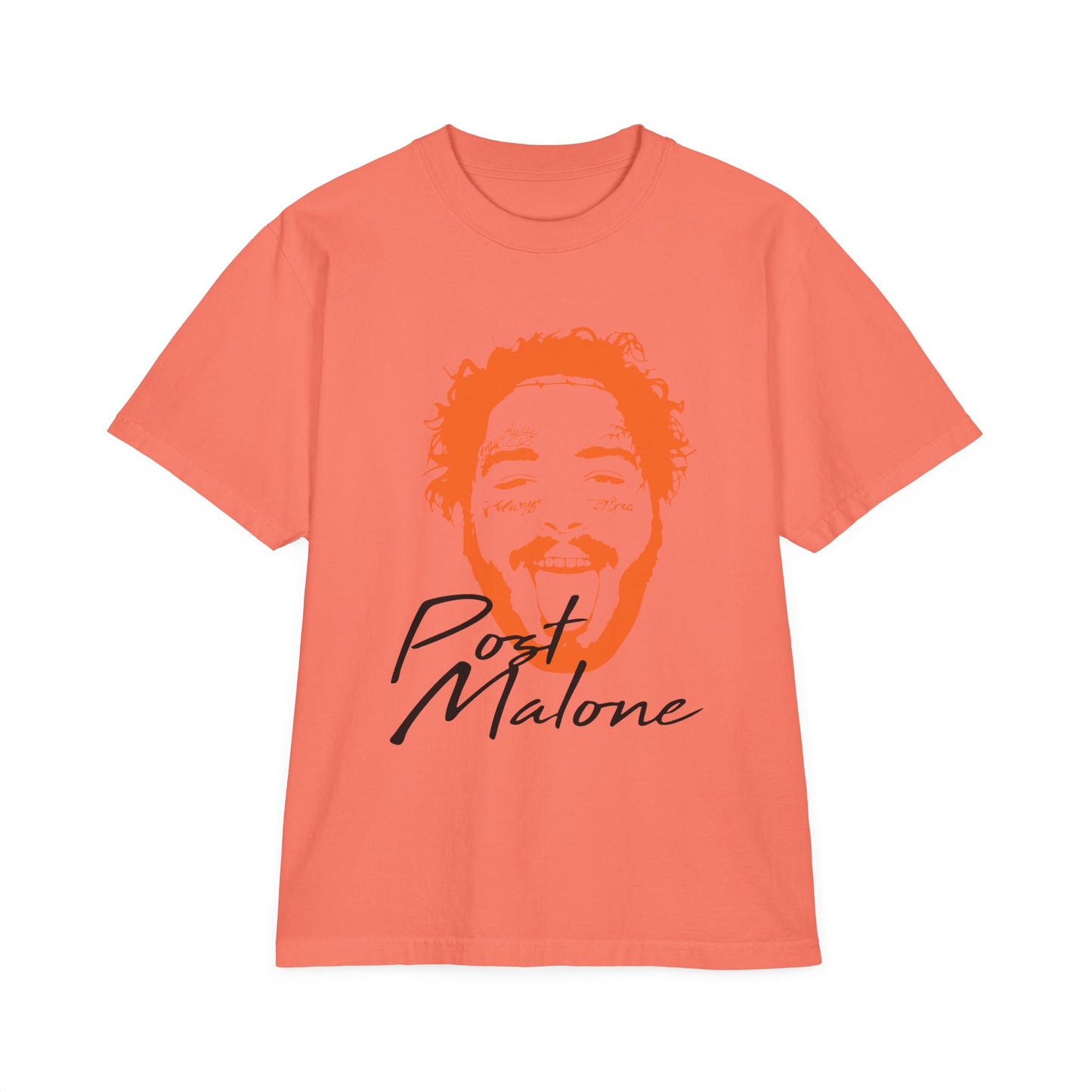 Unisex Garment-Dyed Drop-Shoulder T-Shirt – Post Malone Name Design with Picture
