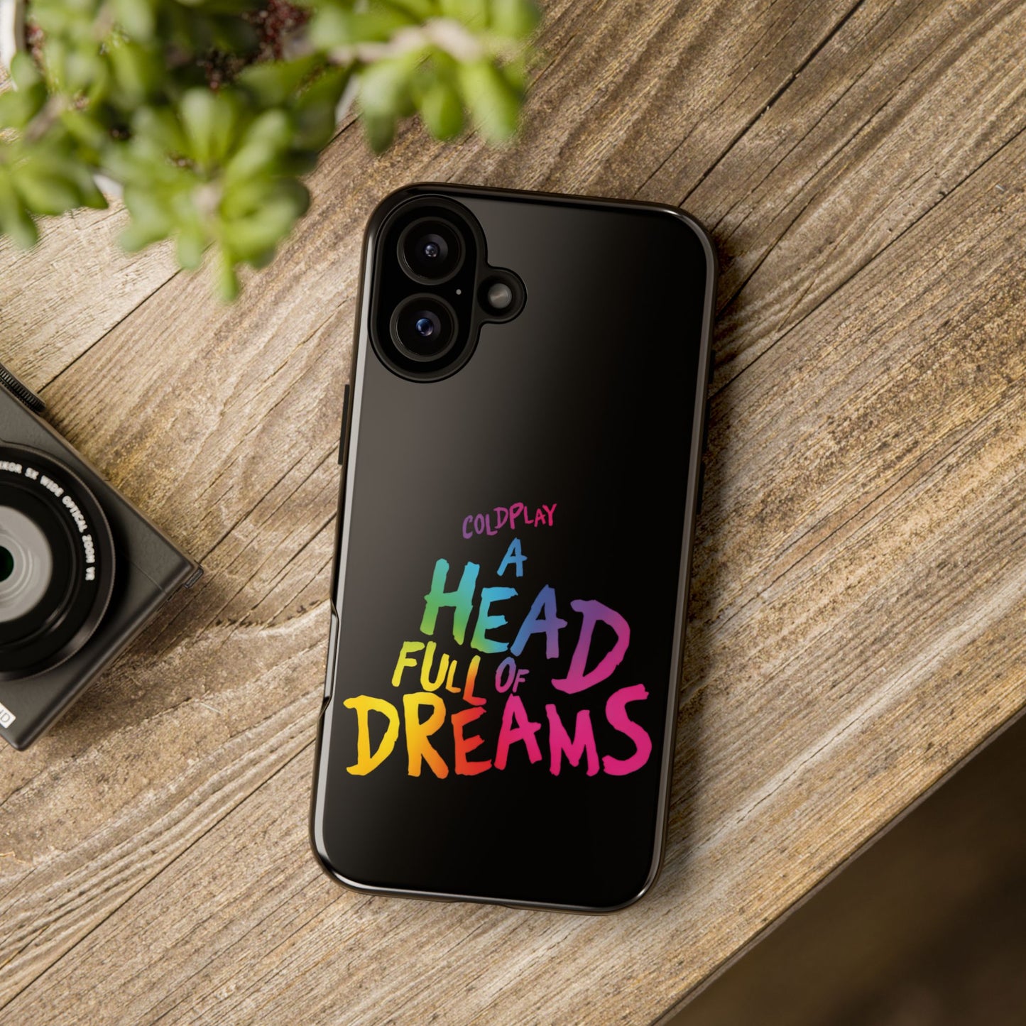 Premium Tough Case for iPhone 12 to 16 Pro Max Showcasing Coldplay’s Iconic A Head Full of Dreams