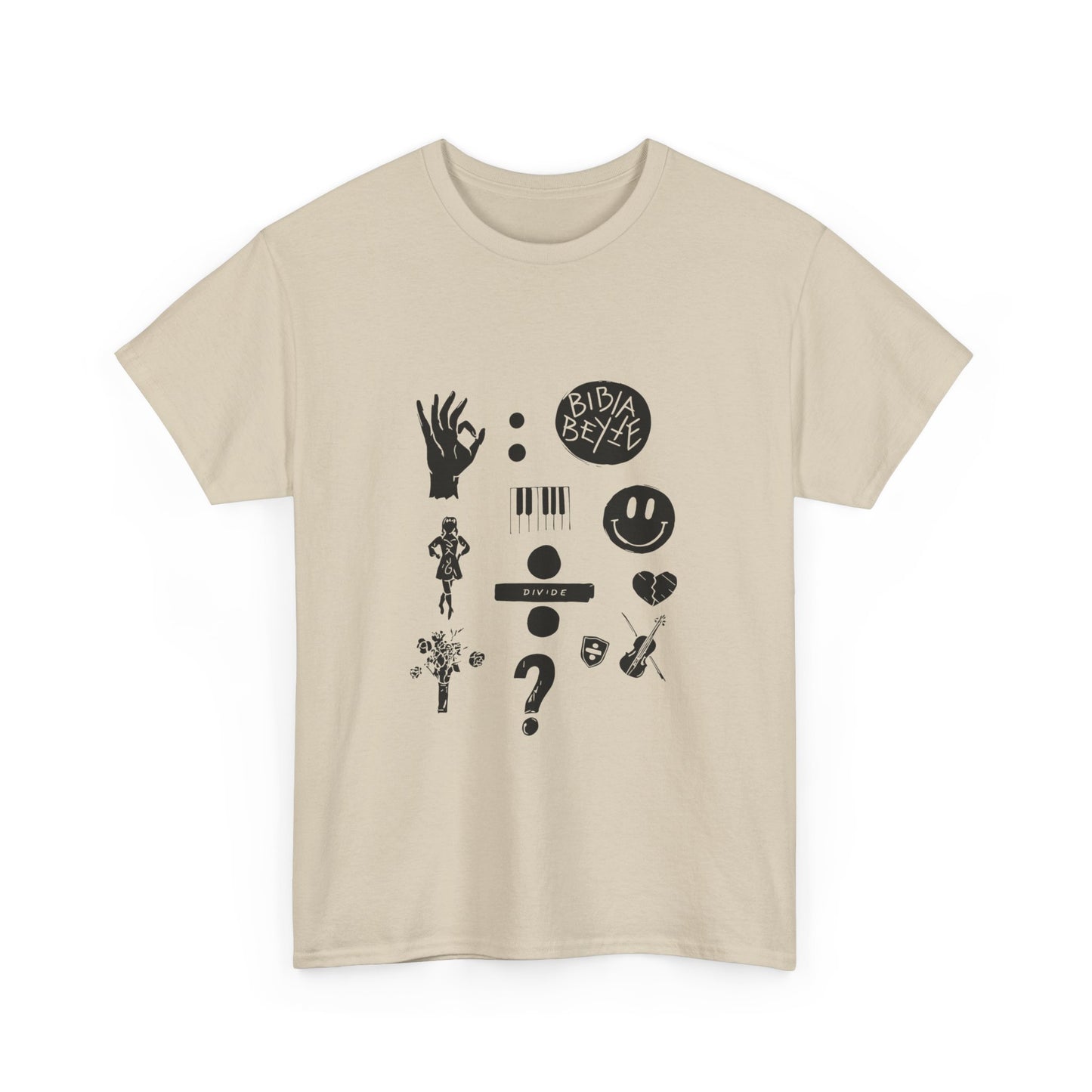 Ocean Wave with Heart Outline Unisex Heavy Cotton Tee