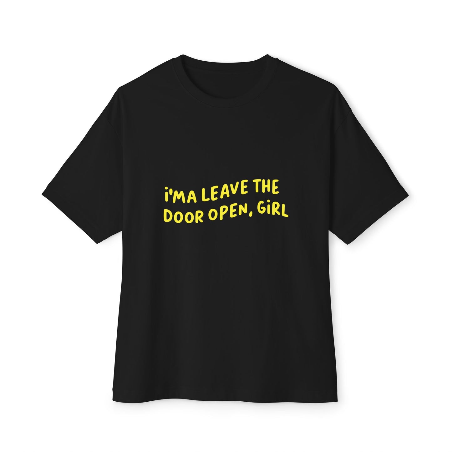 Open Vibes Yellow Script Unisex Oversized Boxy Tee