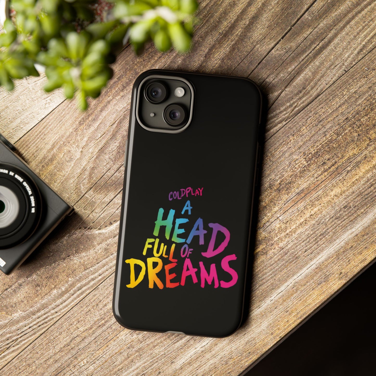 Premium Tough Case for iPhone 12 to 16 Pro Max Showcasing Coldplay’s Iconic A Head Full of Dreams