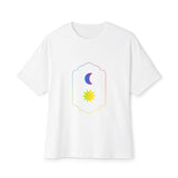 Gradient Moon and Star Emblem Unisex Oversized Boxy Tee