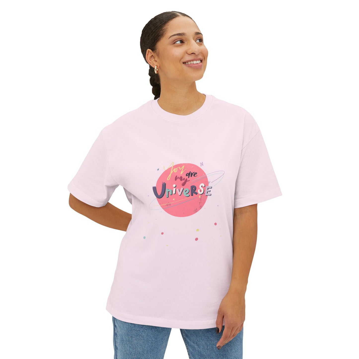 Pastel Planet & Universe Unisex Oversized Boxy Tee