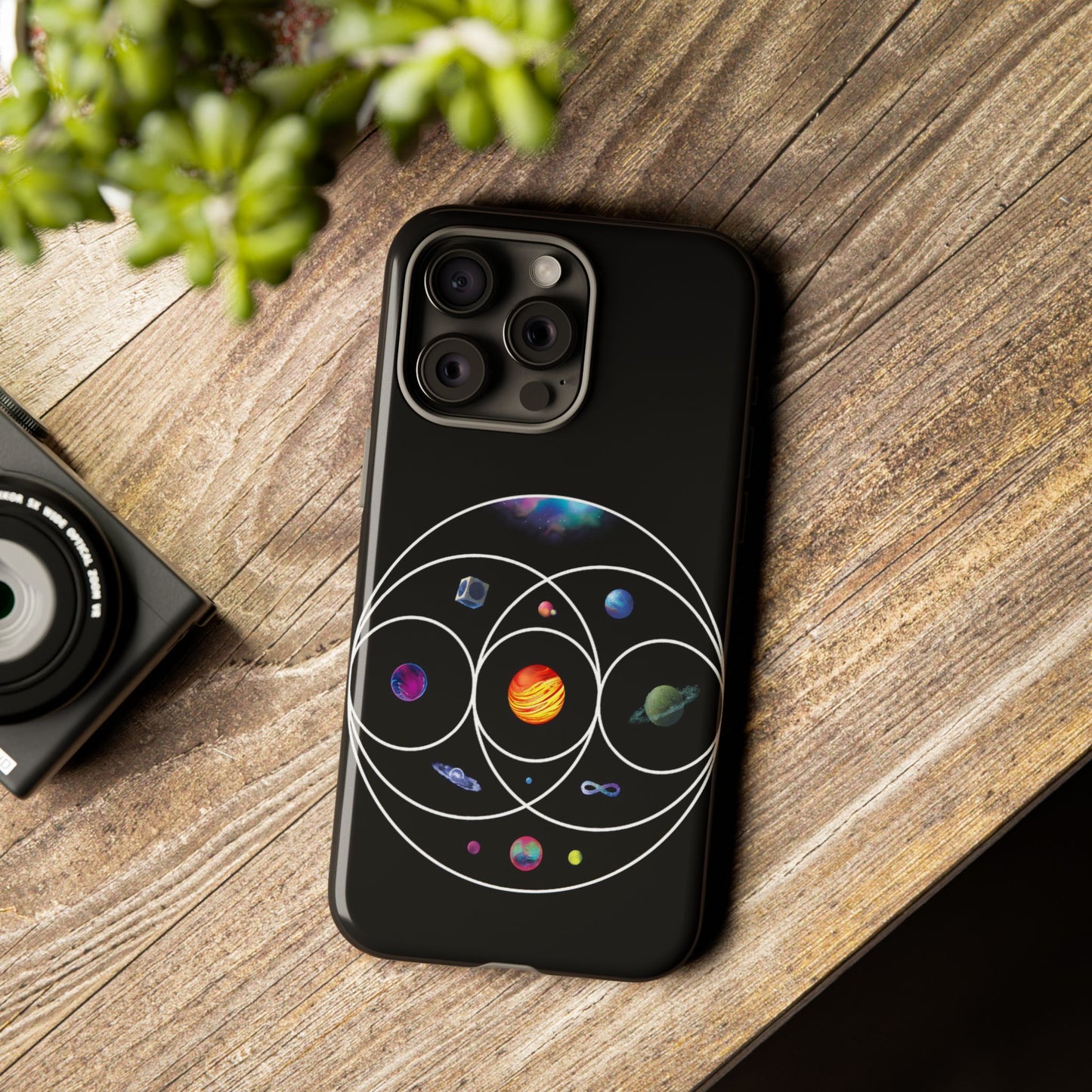 Premium Tough Case for iPhone 12 to 16 Pro Max Showcasing Coldplay’s Illustration Concept